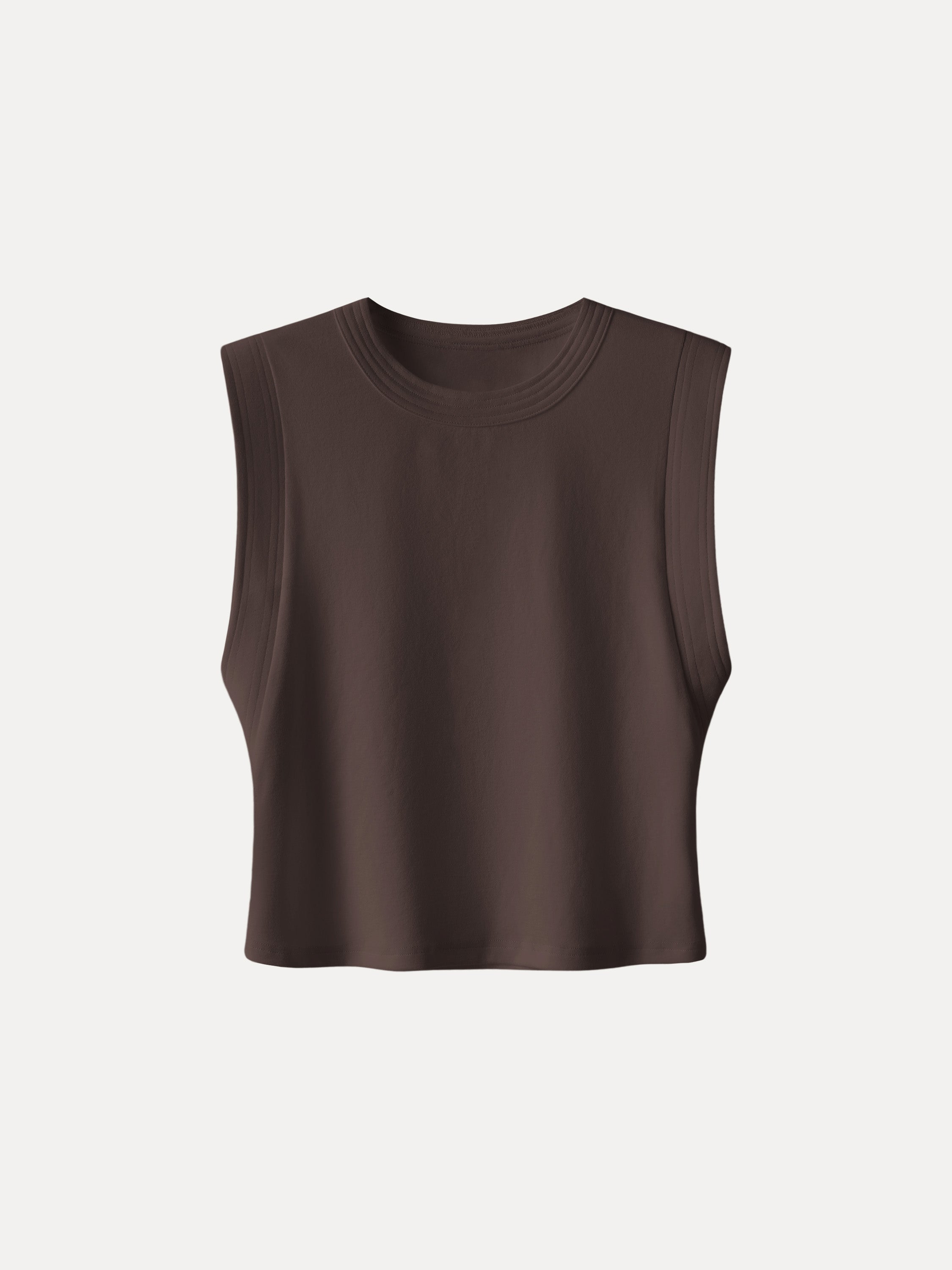 Soft Cotton Lyocell Cropped Wide Shoulder Tank