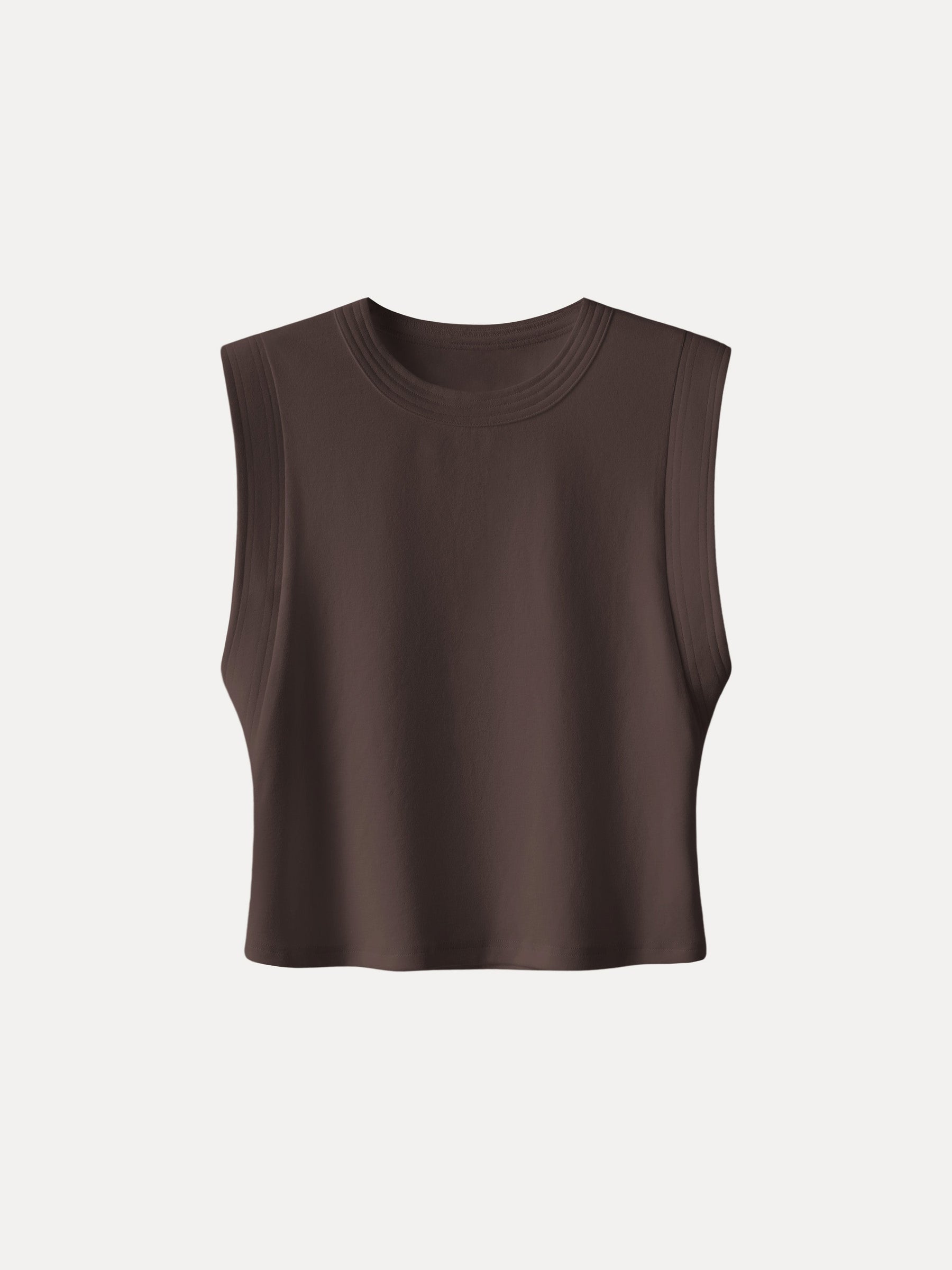Soft Cotton Lyocell Cropped Wide Shoulder Tank