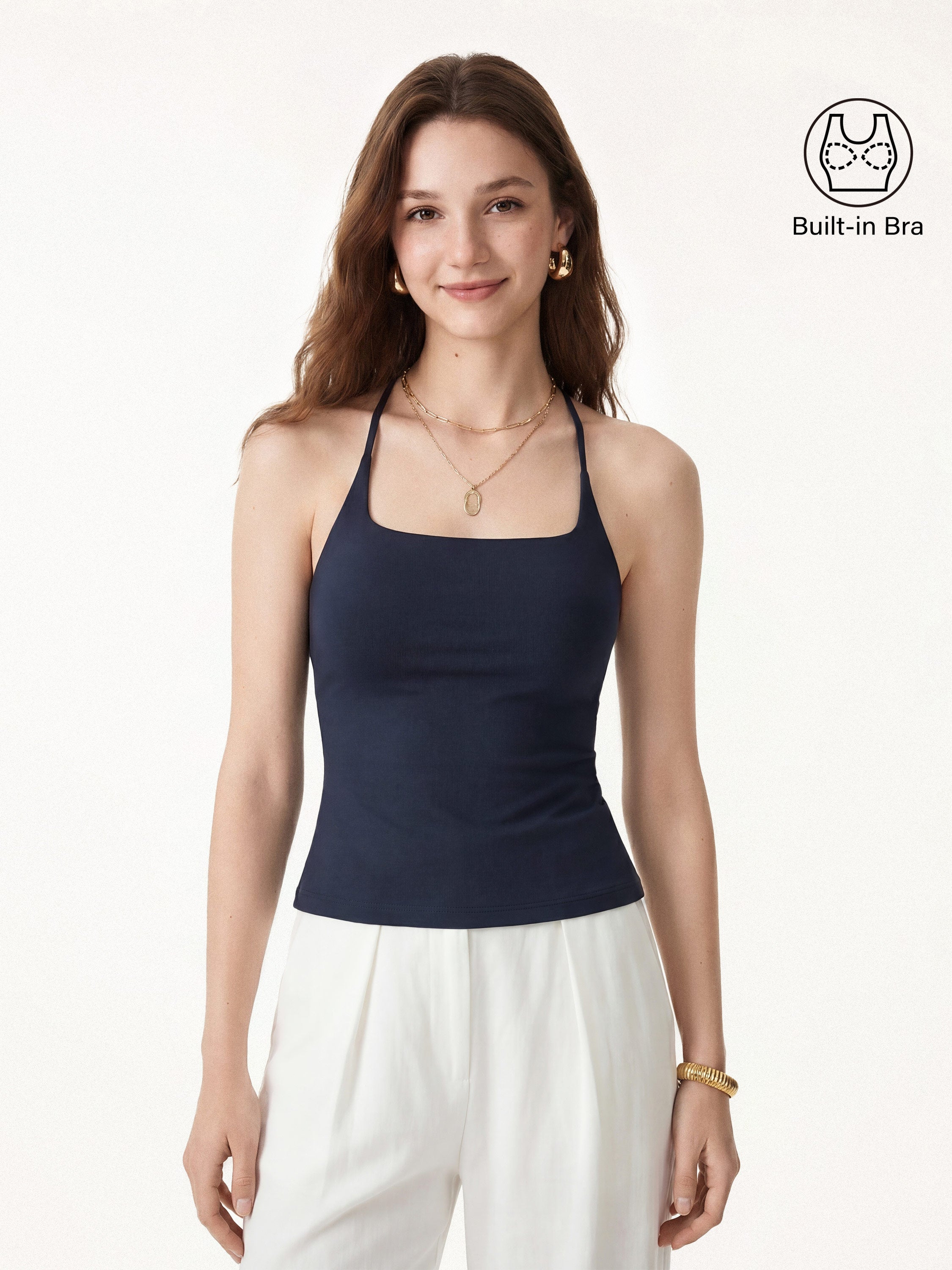 Square Neck Spaghetti Bra Tank
