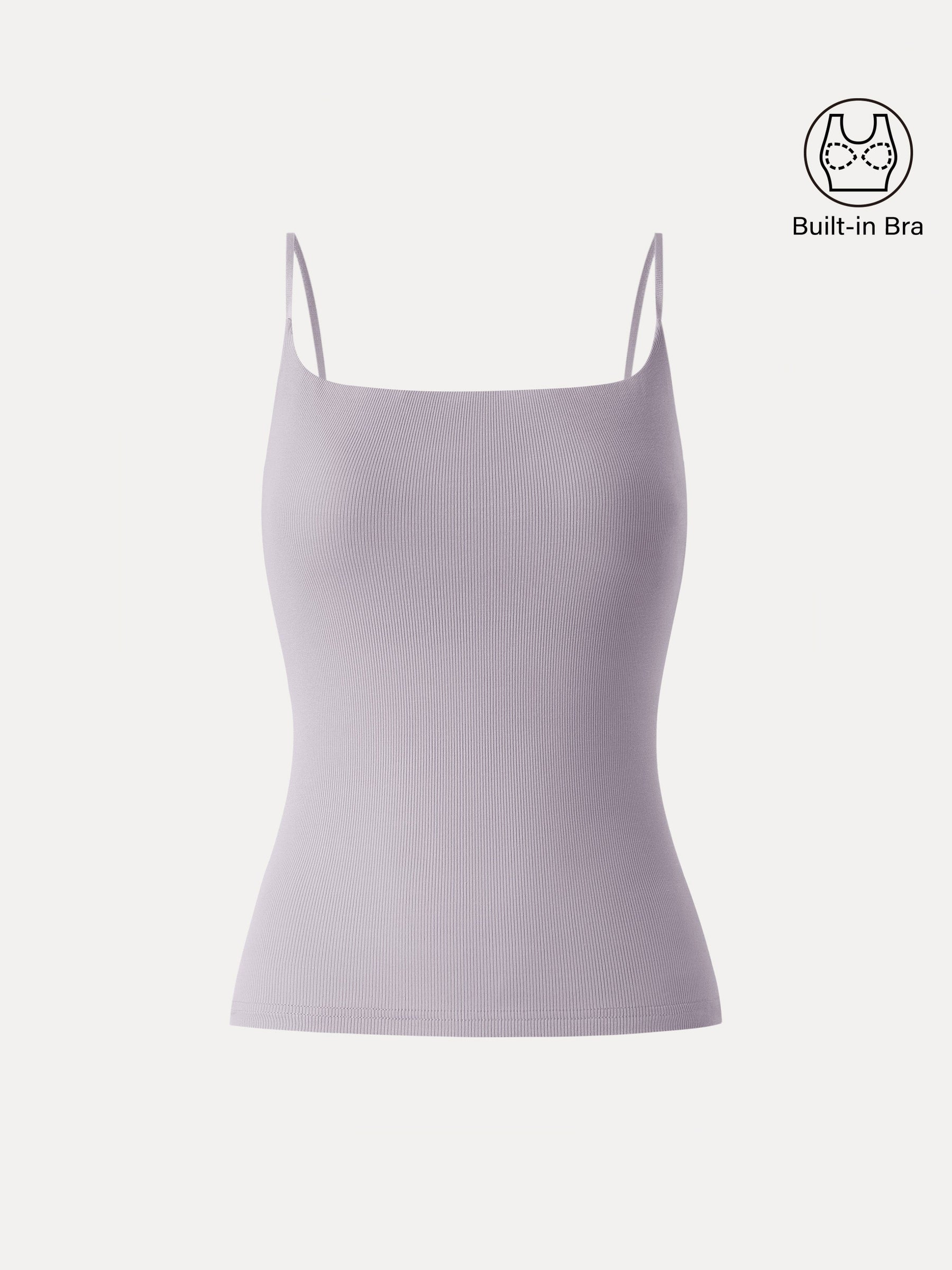 Sweat-Wicking Square Neck Stretchy Spaghetti Bra Tank