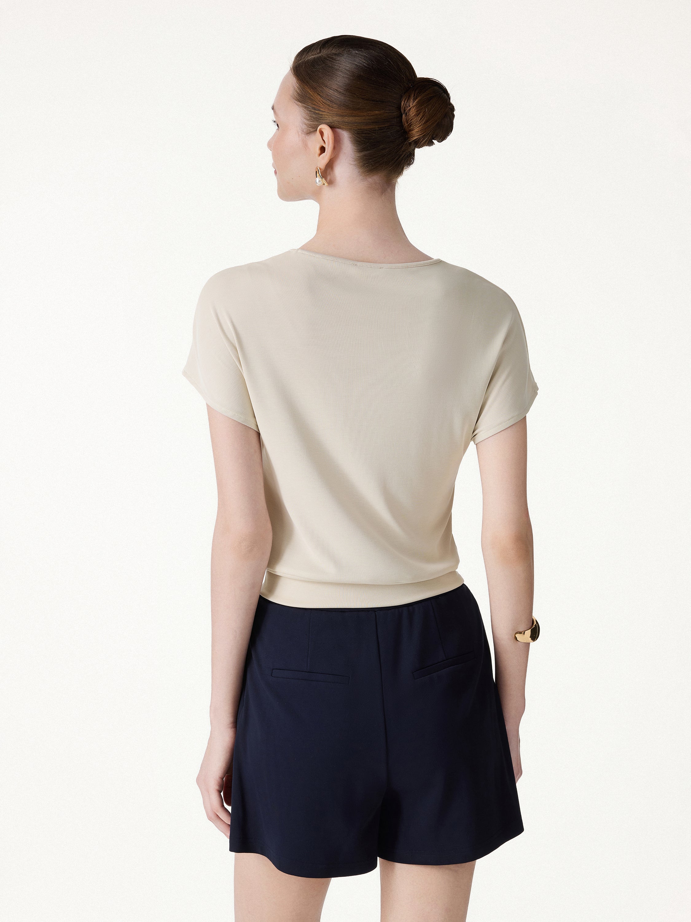 Sandwashed Relaxed Round Neck Cap Sleeve Tee