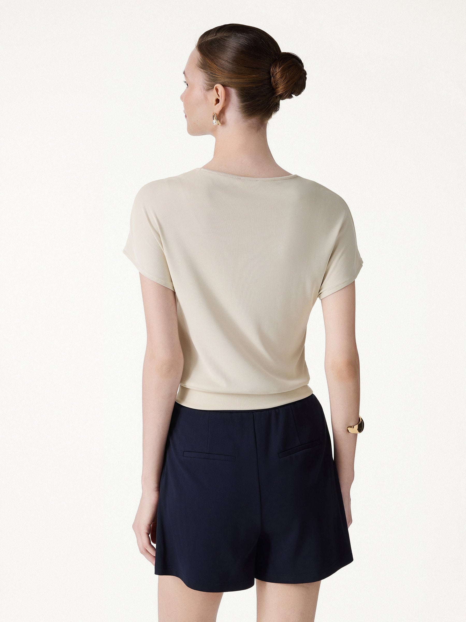 Sandwashed Relaxed Round Neck Cap Sleeve Tee