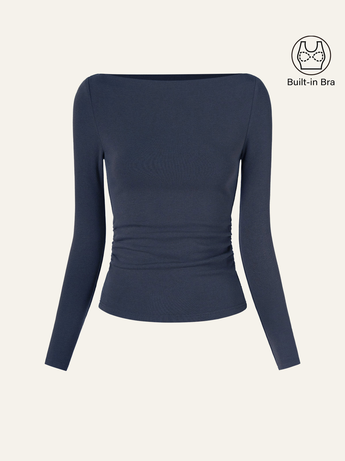 Modern Side Ruched Boatneck Bra Top