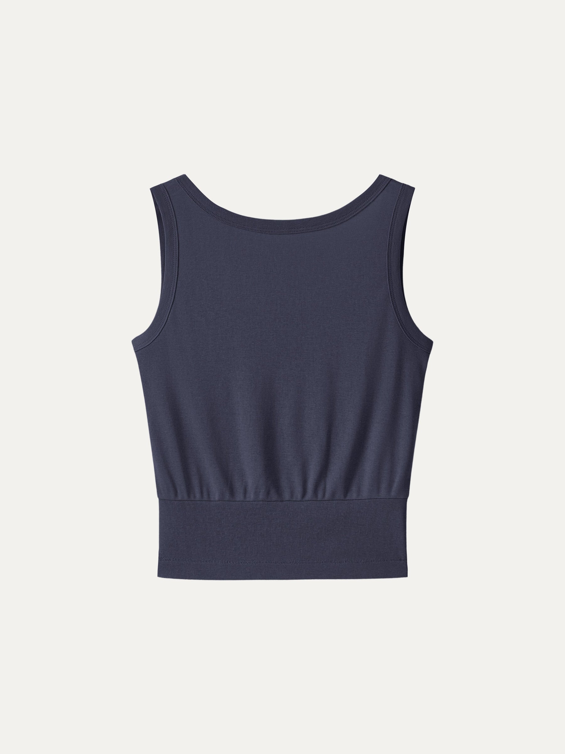 Cotton-Linen Blend Reversible Boatneck Low Back Top