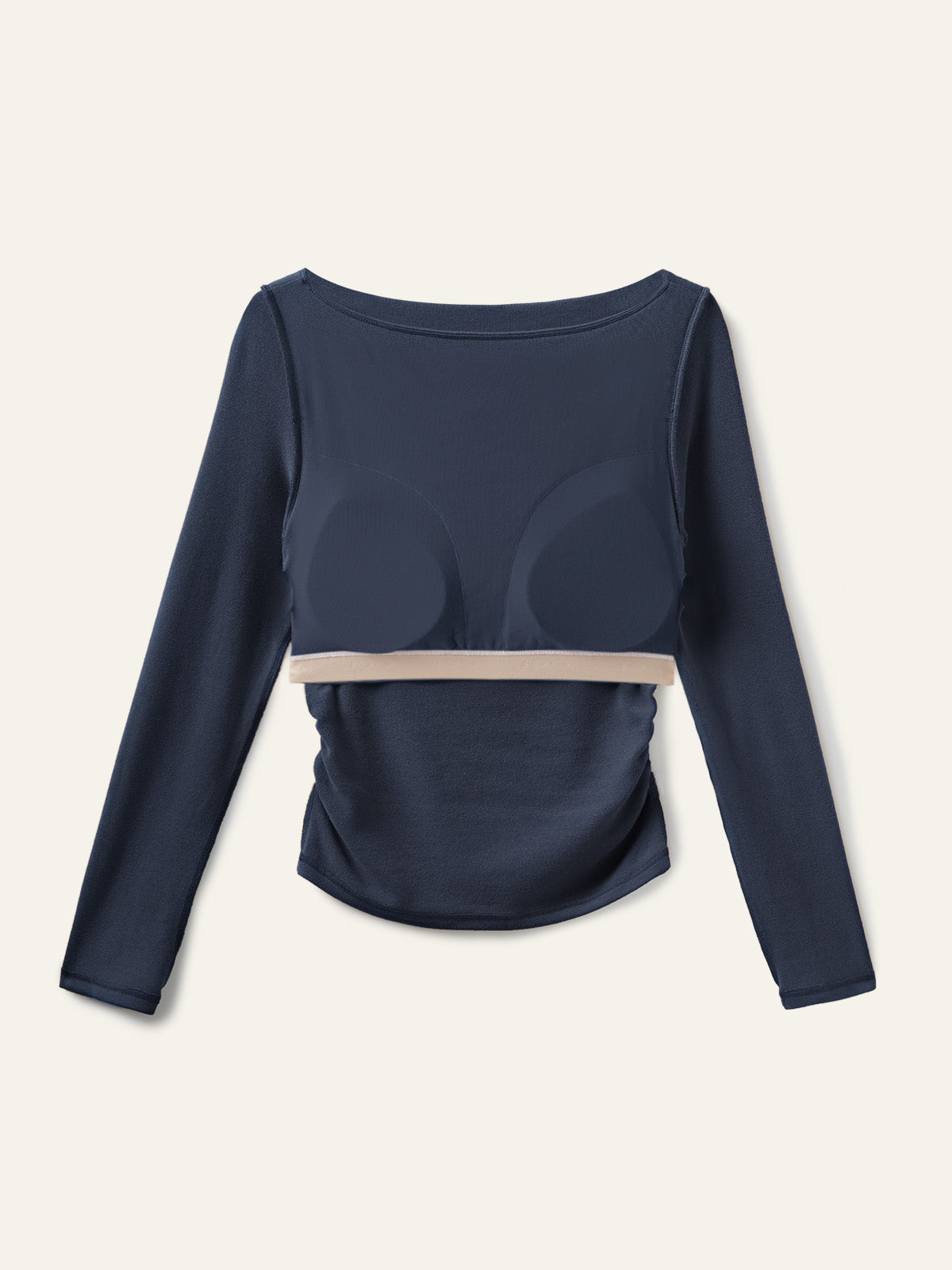 Modern Side Ruched Boatneck Bra Top