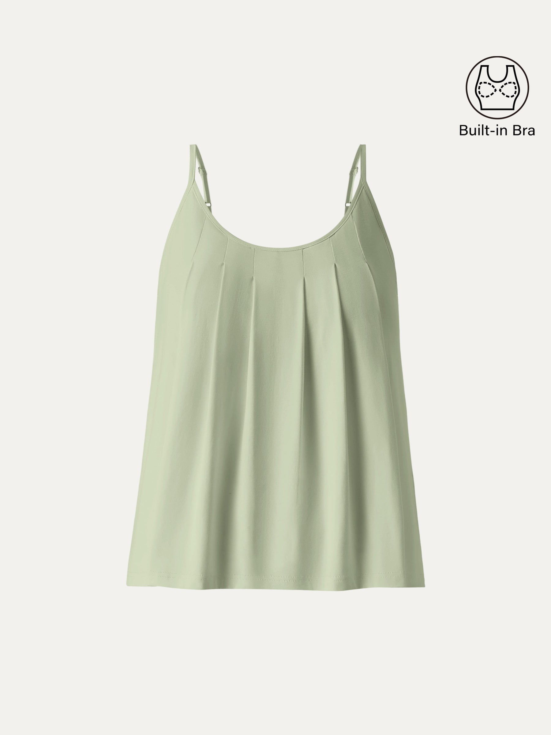 U-Neck Pleated Spaghetti Bra Tank