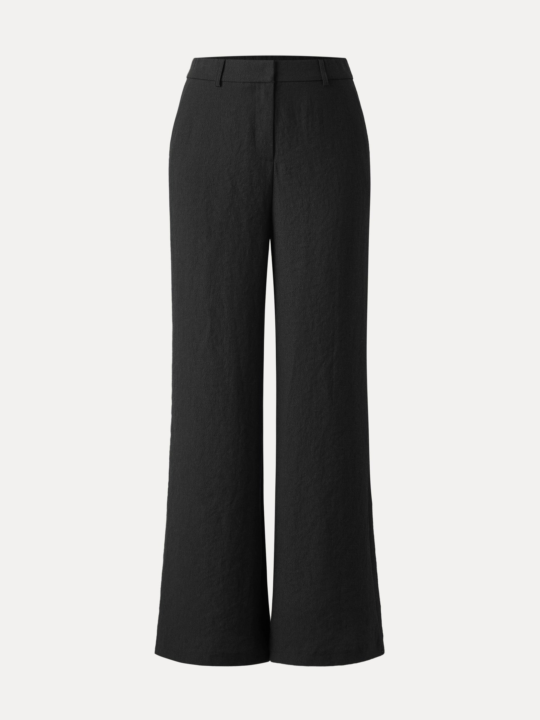 European Linen-Like Mid Rise Flared Pant with Pockets