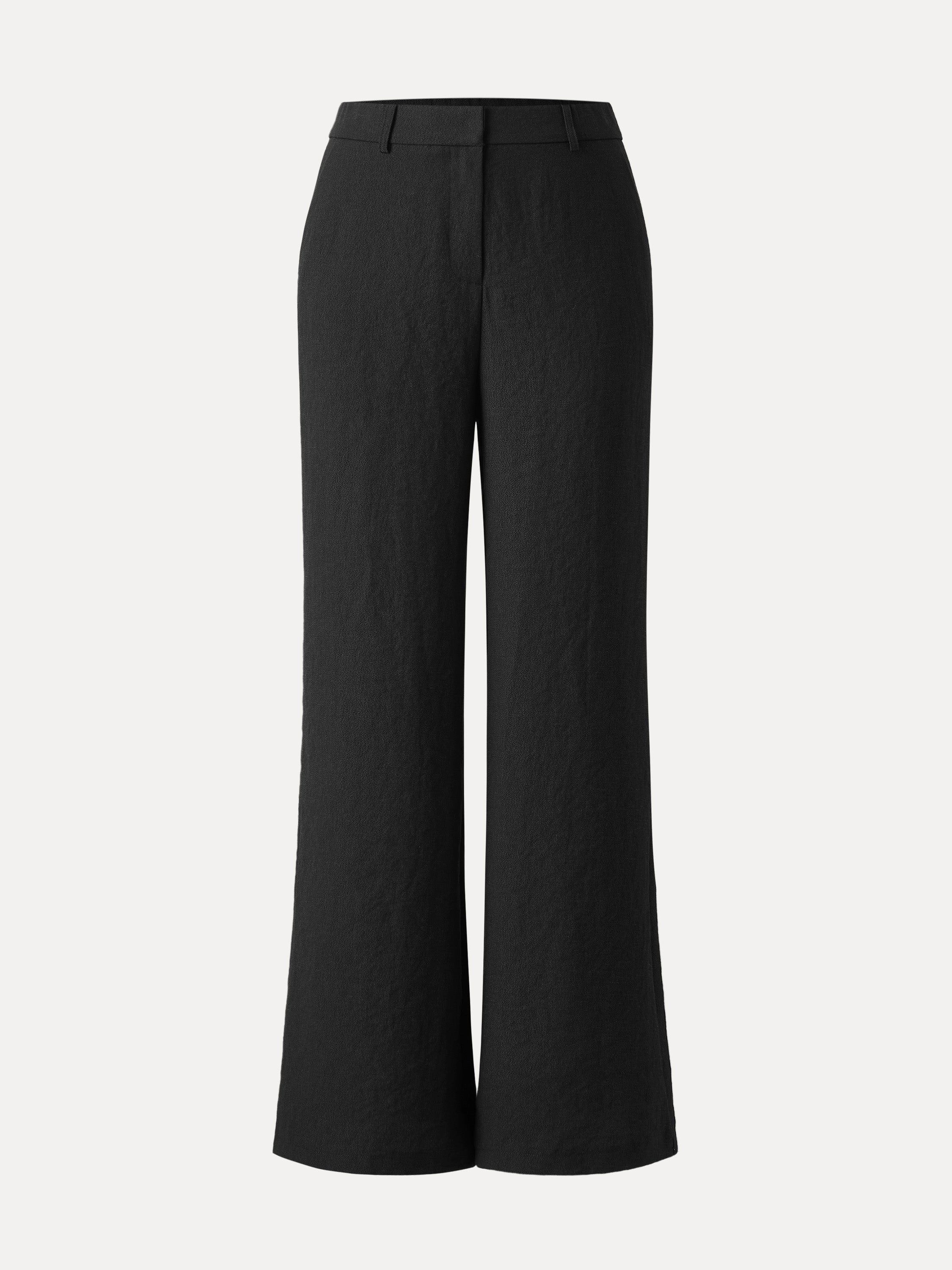 European Linen-Like Mid Rise Flared Pant with Pockets
