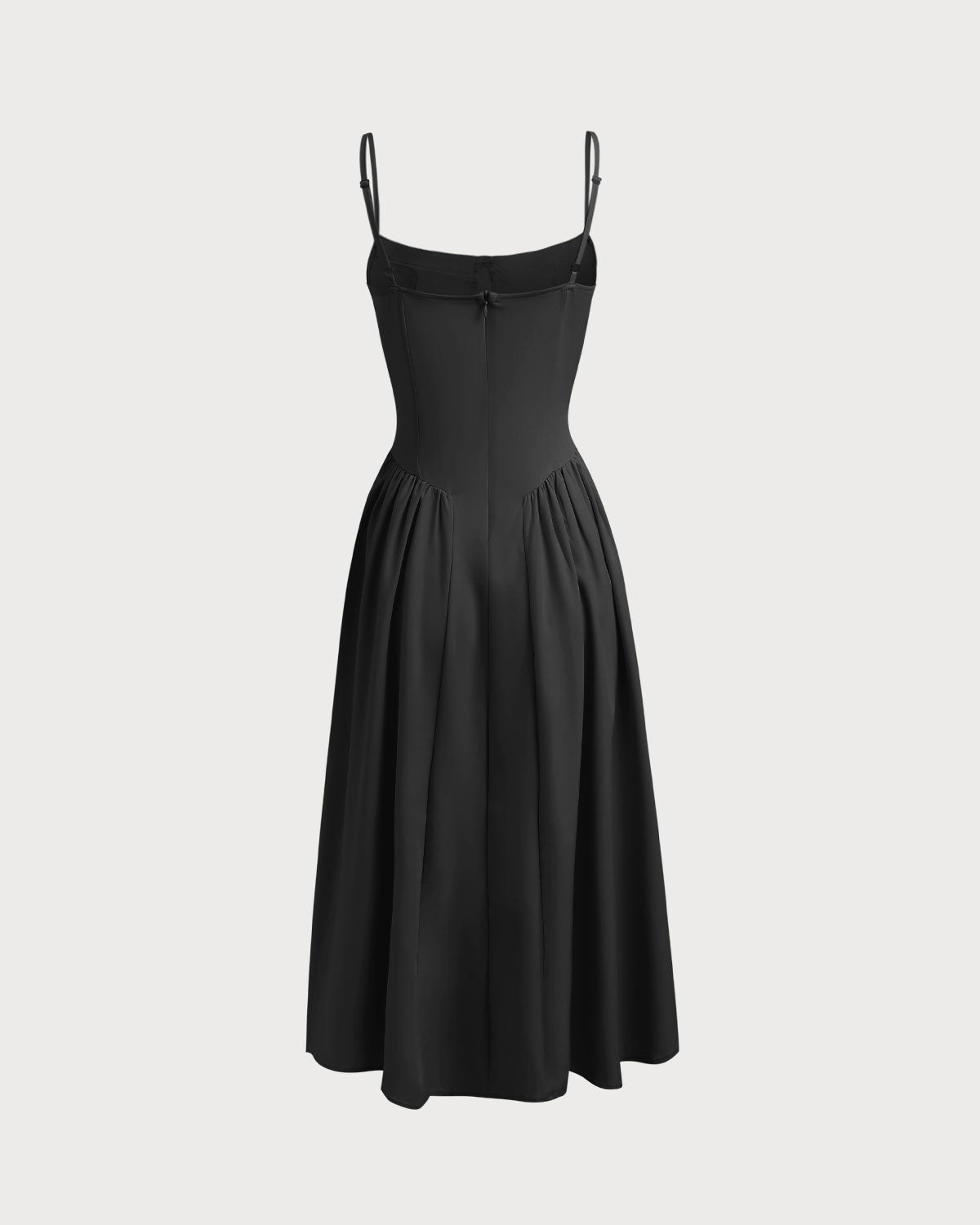 Black Square Neck Pocket Slip Midi Dress
