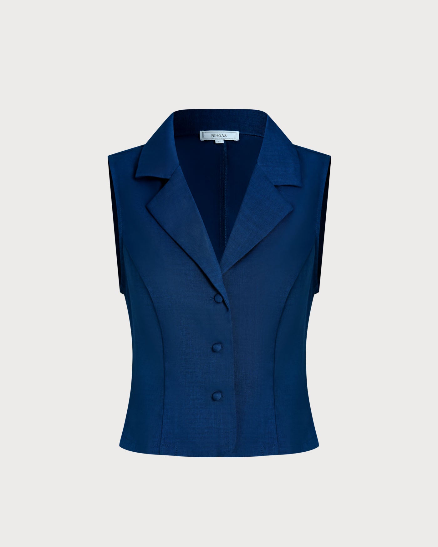 Blue Single Breasted Collar Vest