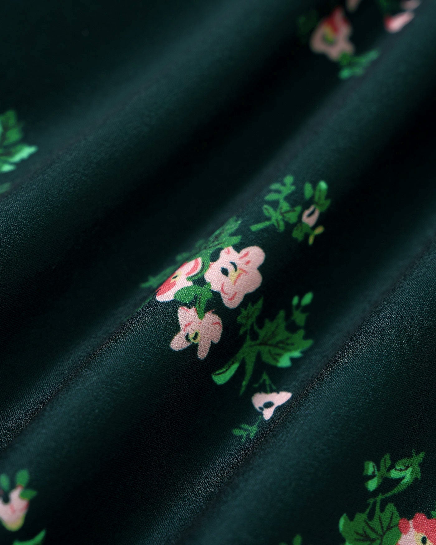 Green Puffed Sleeve Floral Midi Dress
