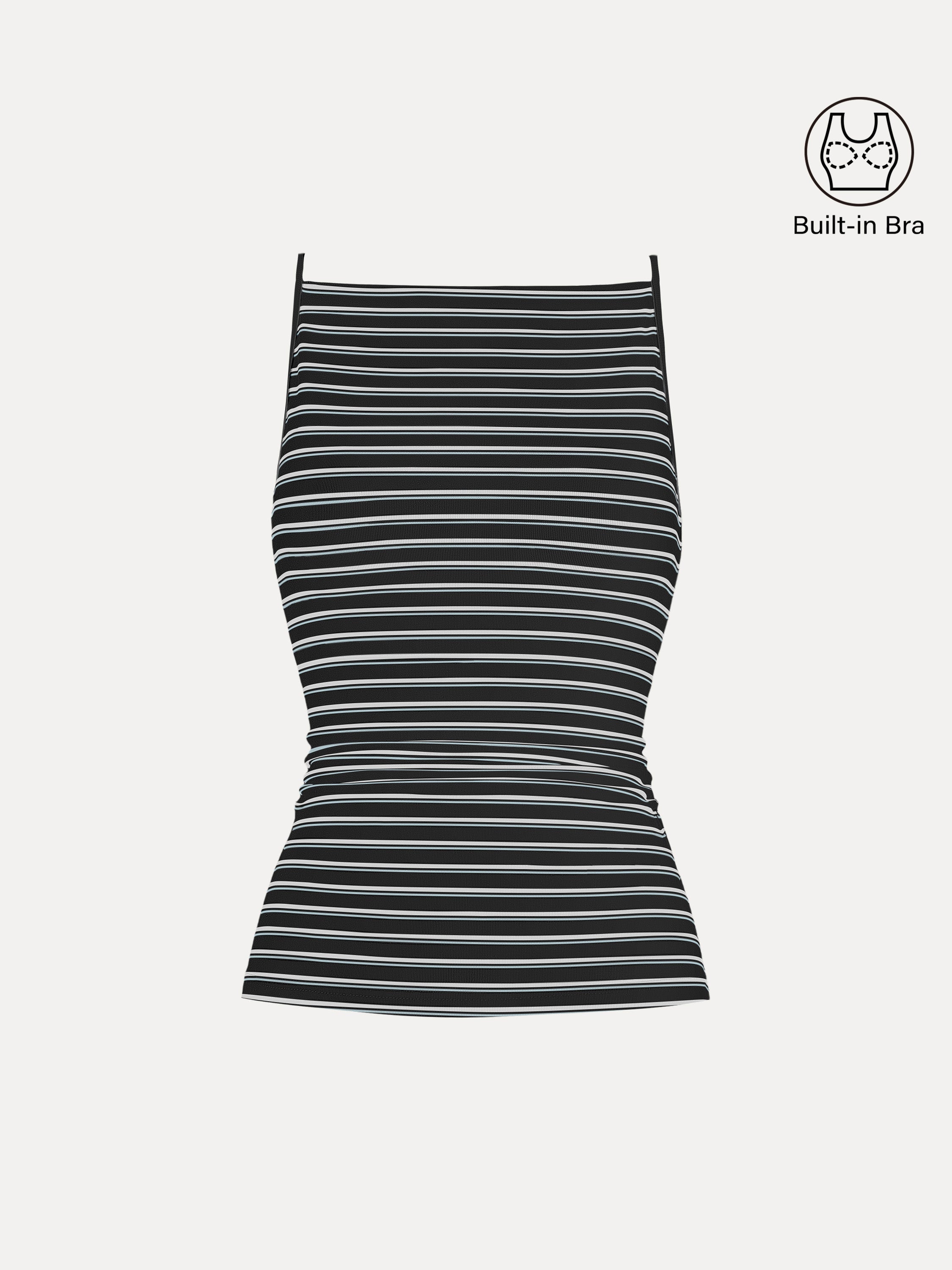 Striped Side Ruched Spaghetti New Airy Bra Tank