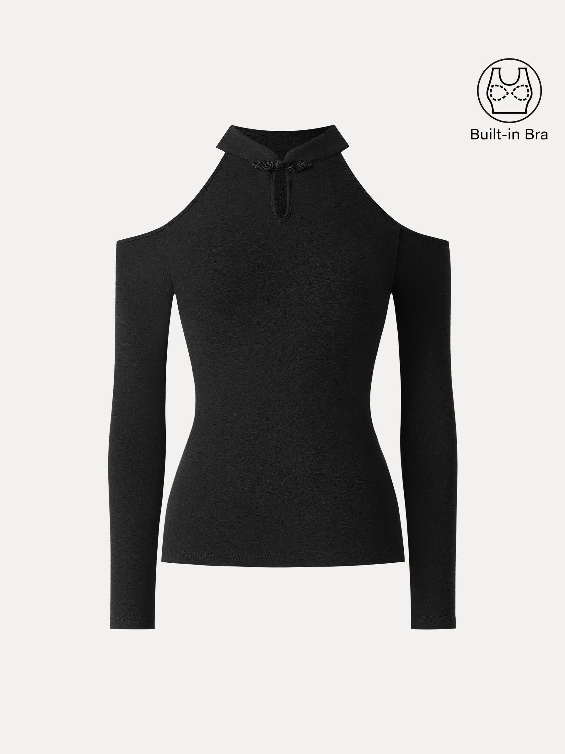 Cutout Shoulder Mandarin Collar Going-out Bra Top Limited Edition