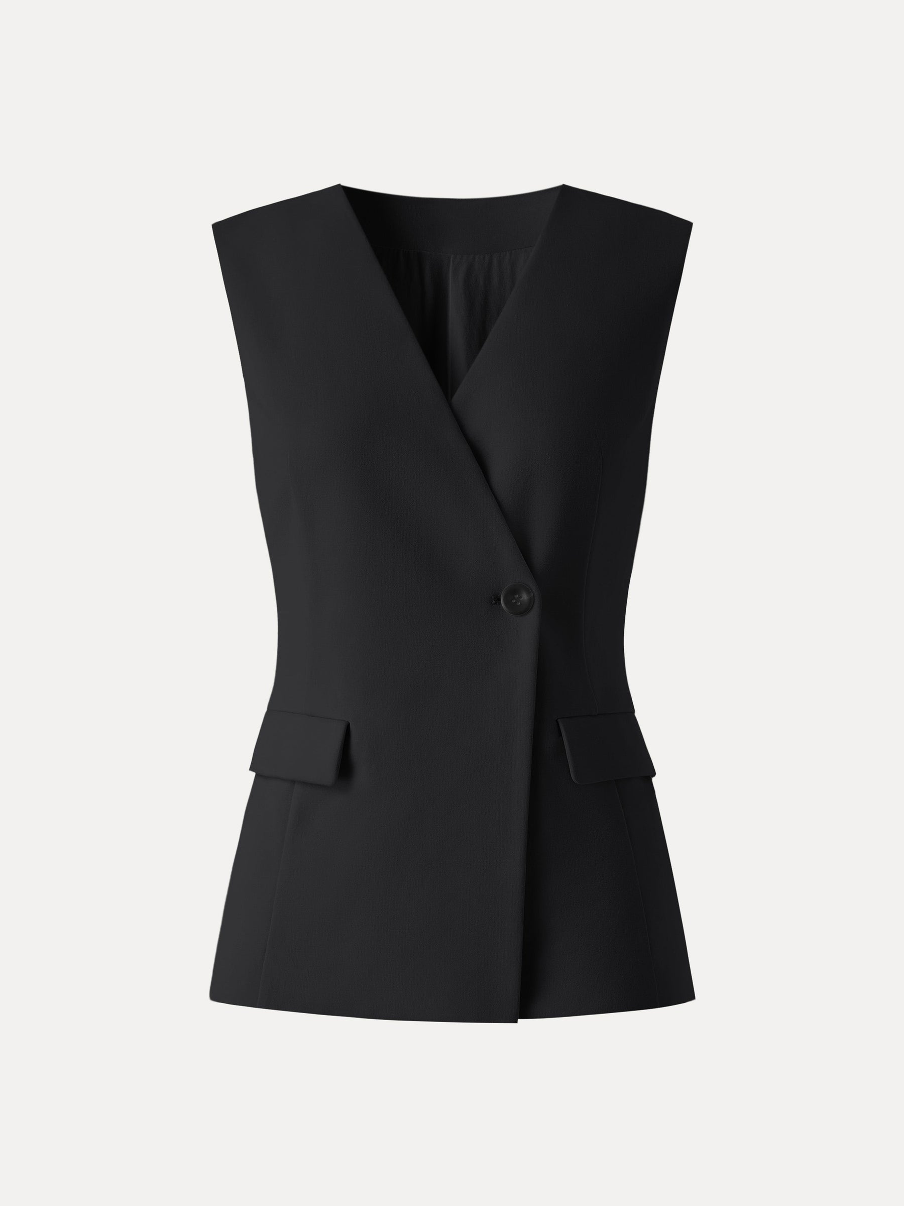 Summer V-Neck Office Staple Waistcoat with Pockets
