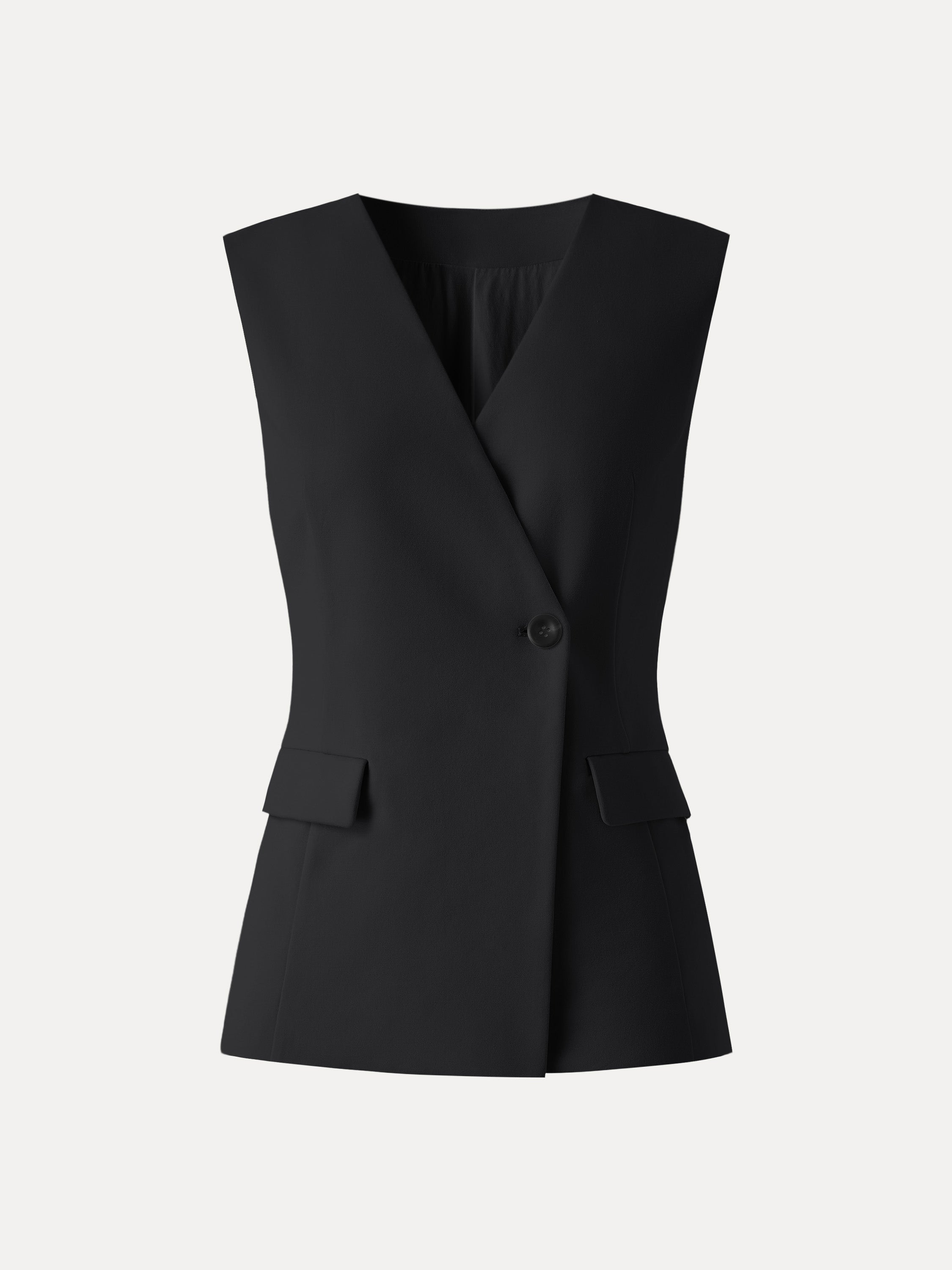 Summer V-Neck Office Staple Waistcoat with Pockets