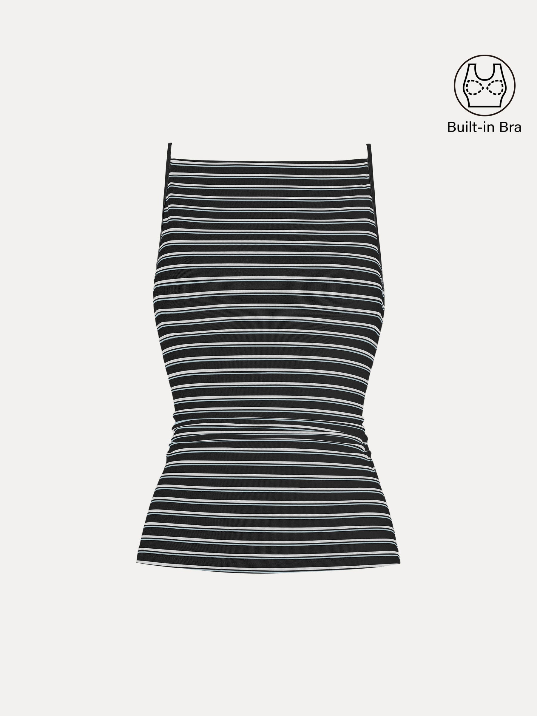 Striped Side Ruched Spaghetti New Airy Bra Tank