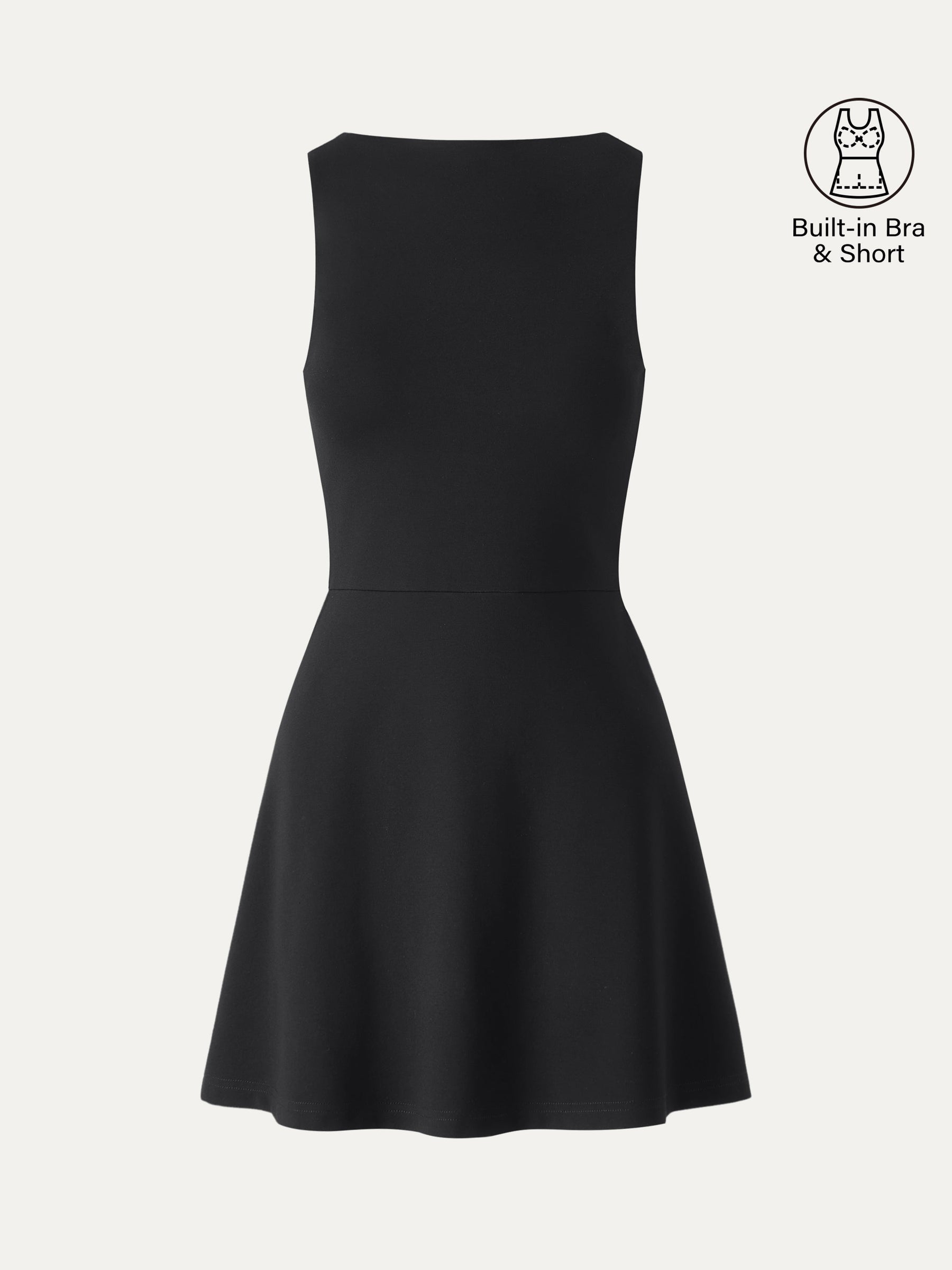 Classy Boatneck Fit-and-Flare Mini Bra Dress