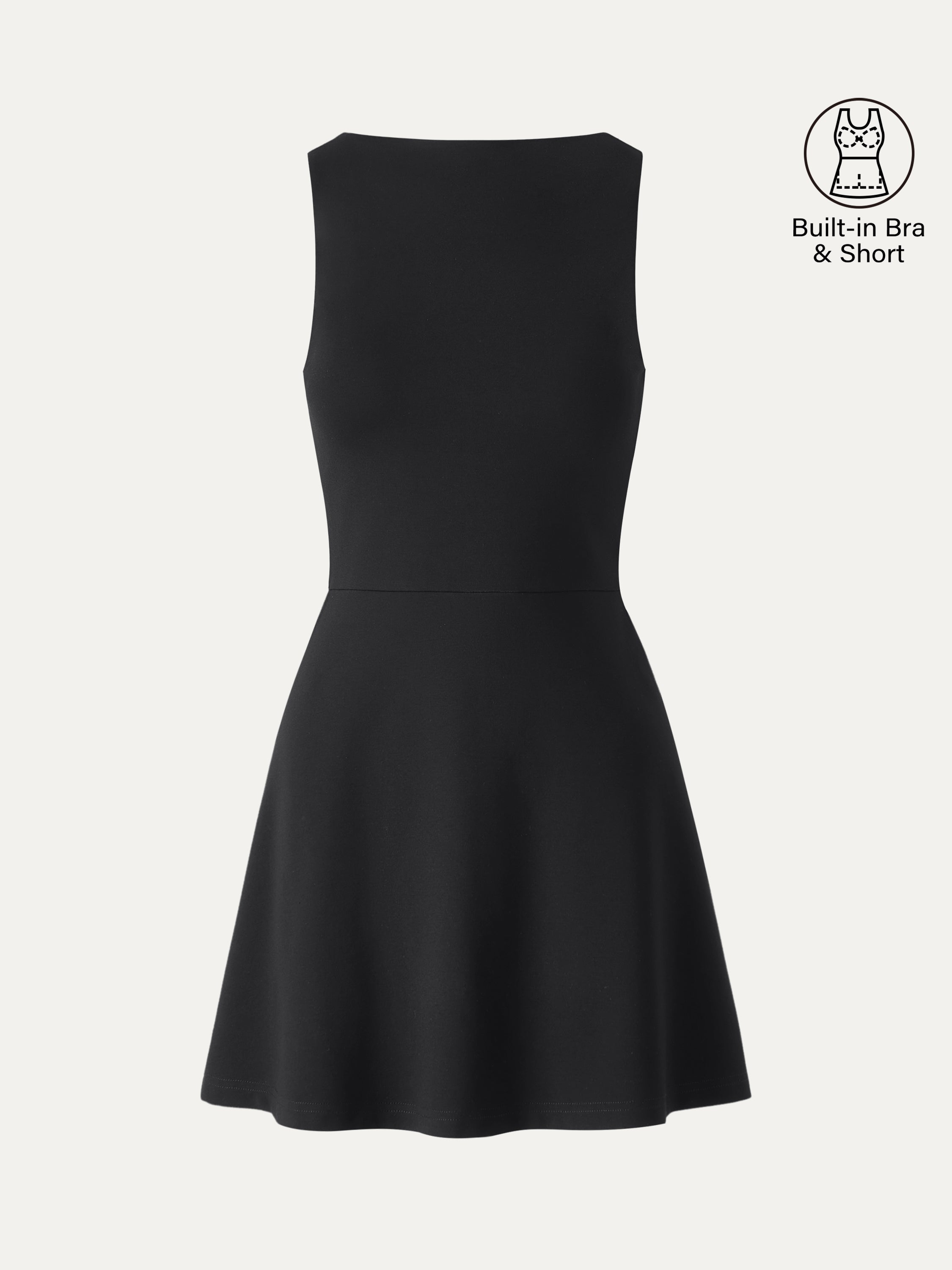 Classy Boatneck Fit-and-Flare Mini Bra Dress