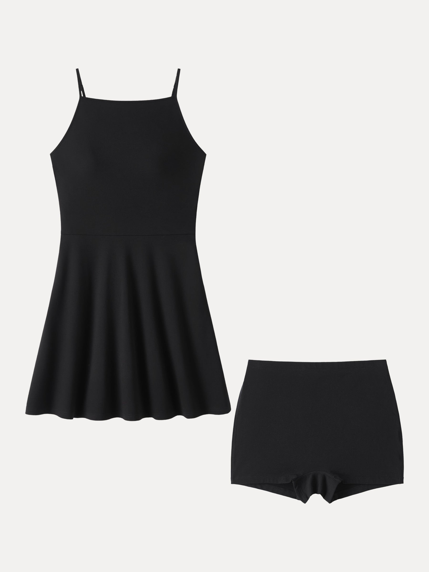 Stretch Ponte Square Neck Mini  A-Line Bra Dress with Pockets