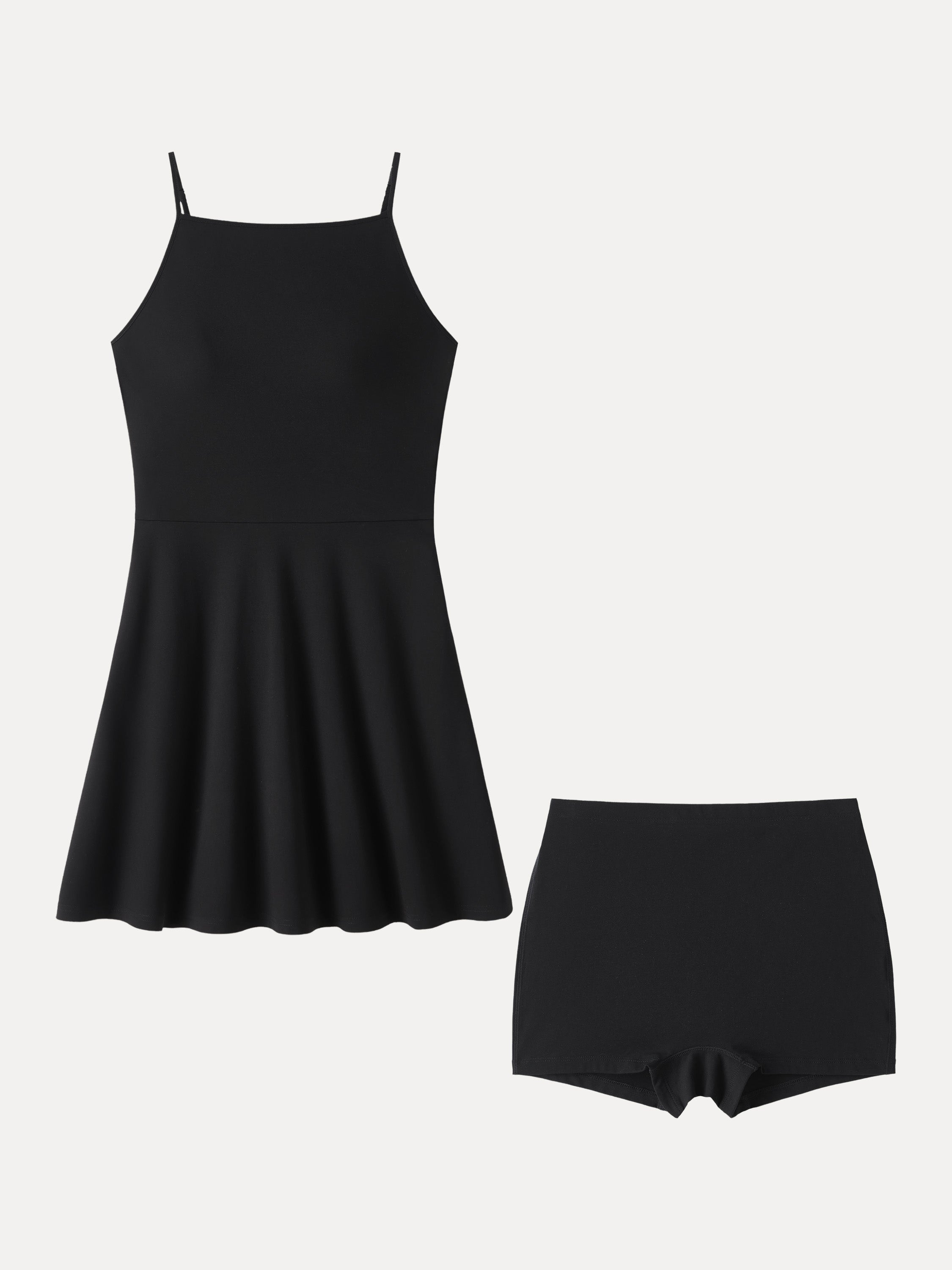 Stretch Ponte Square Neck Mini  A-Line Bra Dress with Pockets