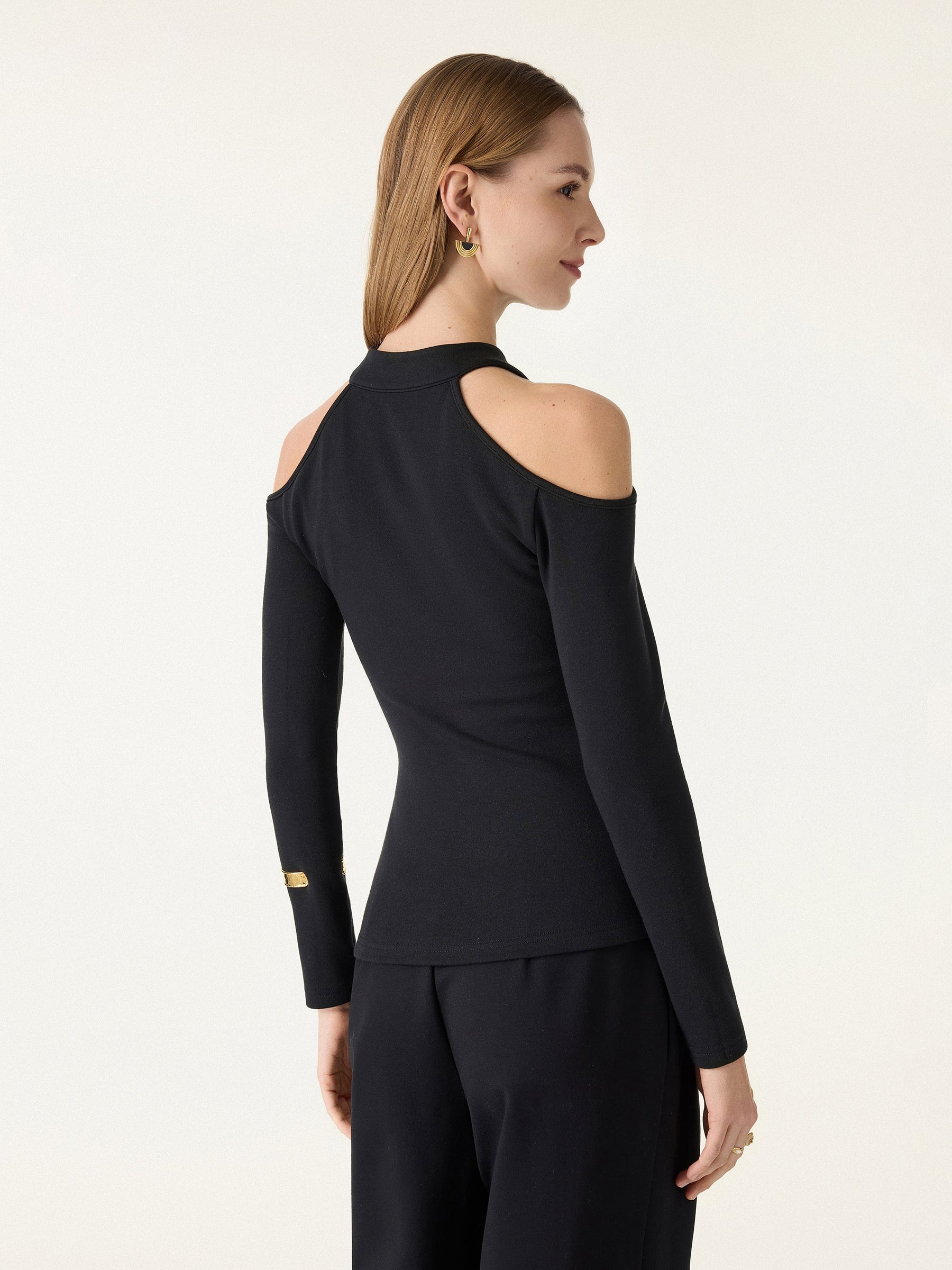 Cutout Shoulder Mandarin Collar Going-out Bra Top Limited Edition
