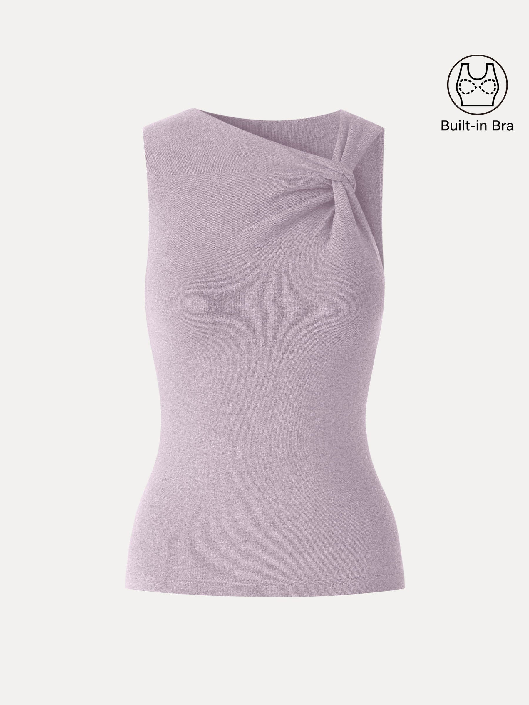 Sweat-Wicking Asymmetrical Neck Knotted Bra Tank