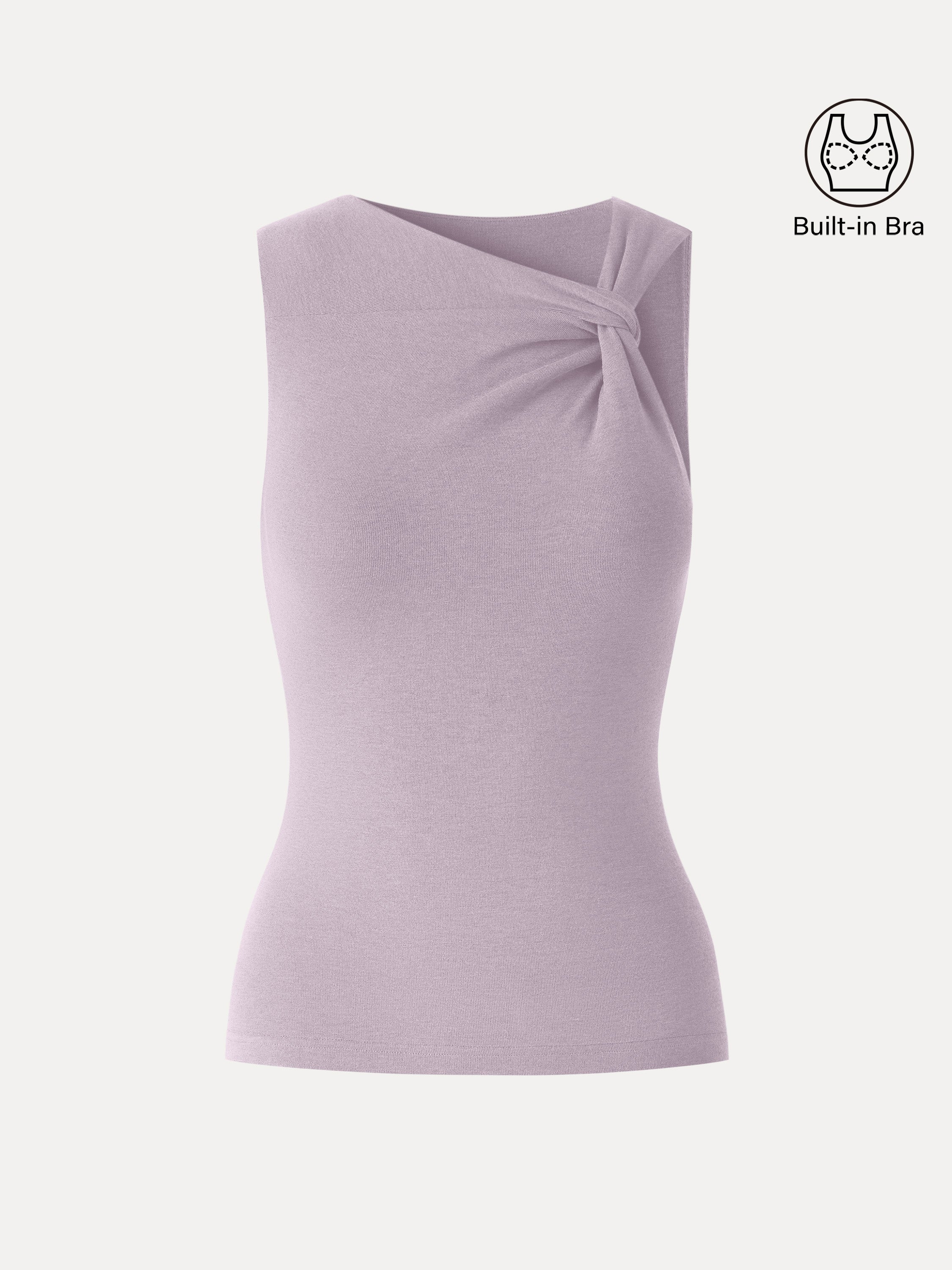 Sweat-Wicking Asymmetrical Neck Knotted Bra Tank