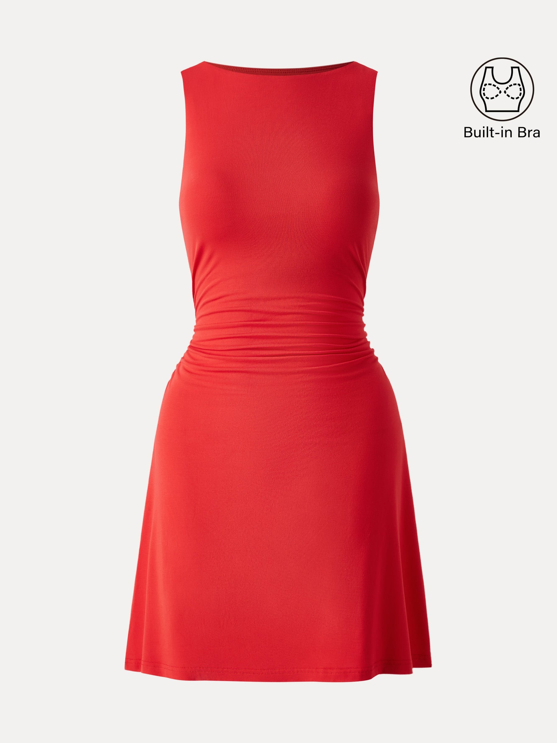 SkinKiss Boatneck Ruched A-line Mini Bra Dress
