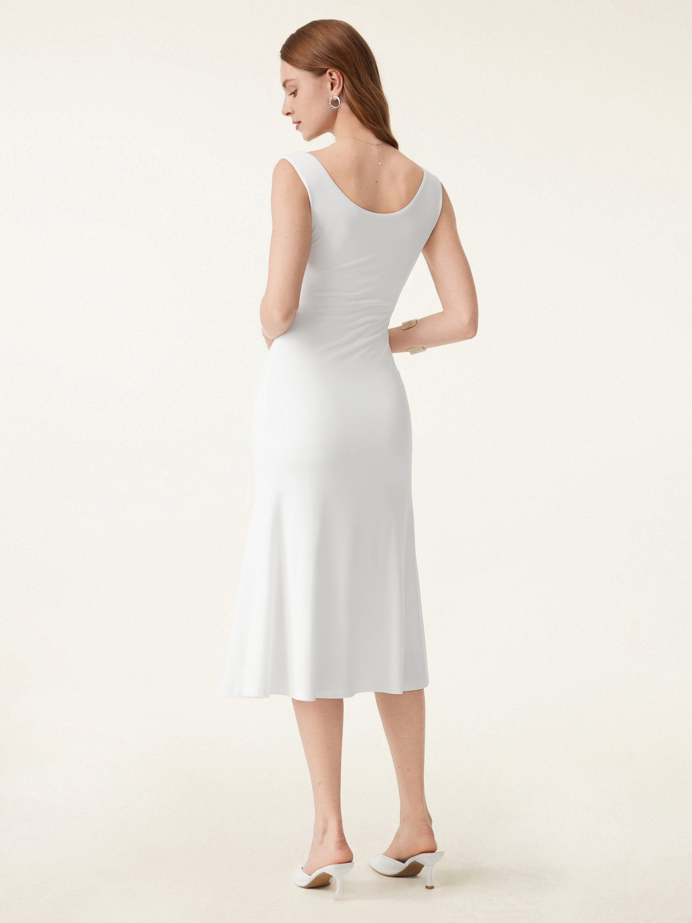 Scoop Neck Midi Low Back Bra Dress