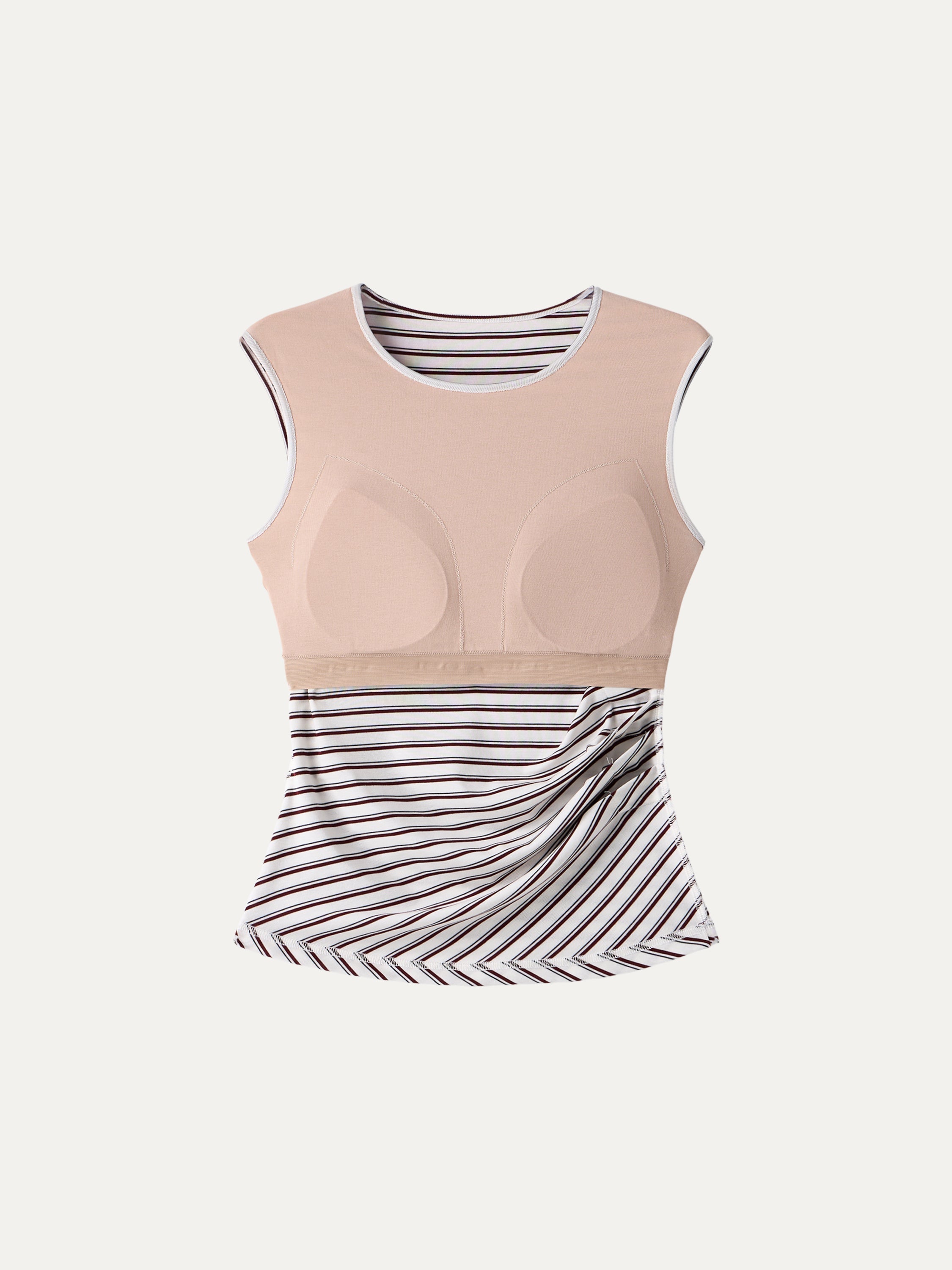 Lyocell Striped Tucked Sleeveless Bra Top