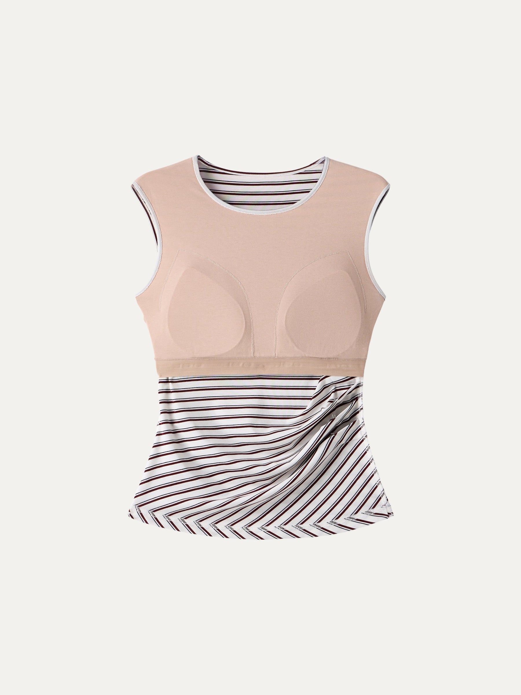 Lyocell Striped Tucked Sleeveless Bra Top