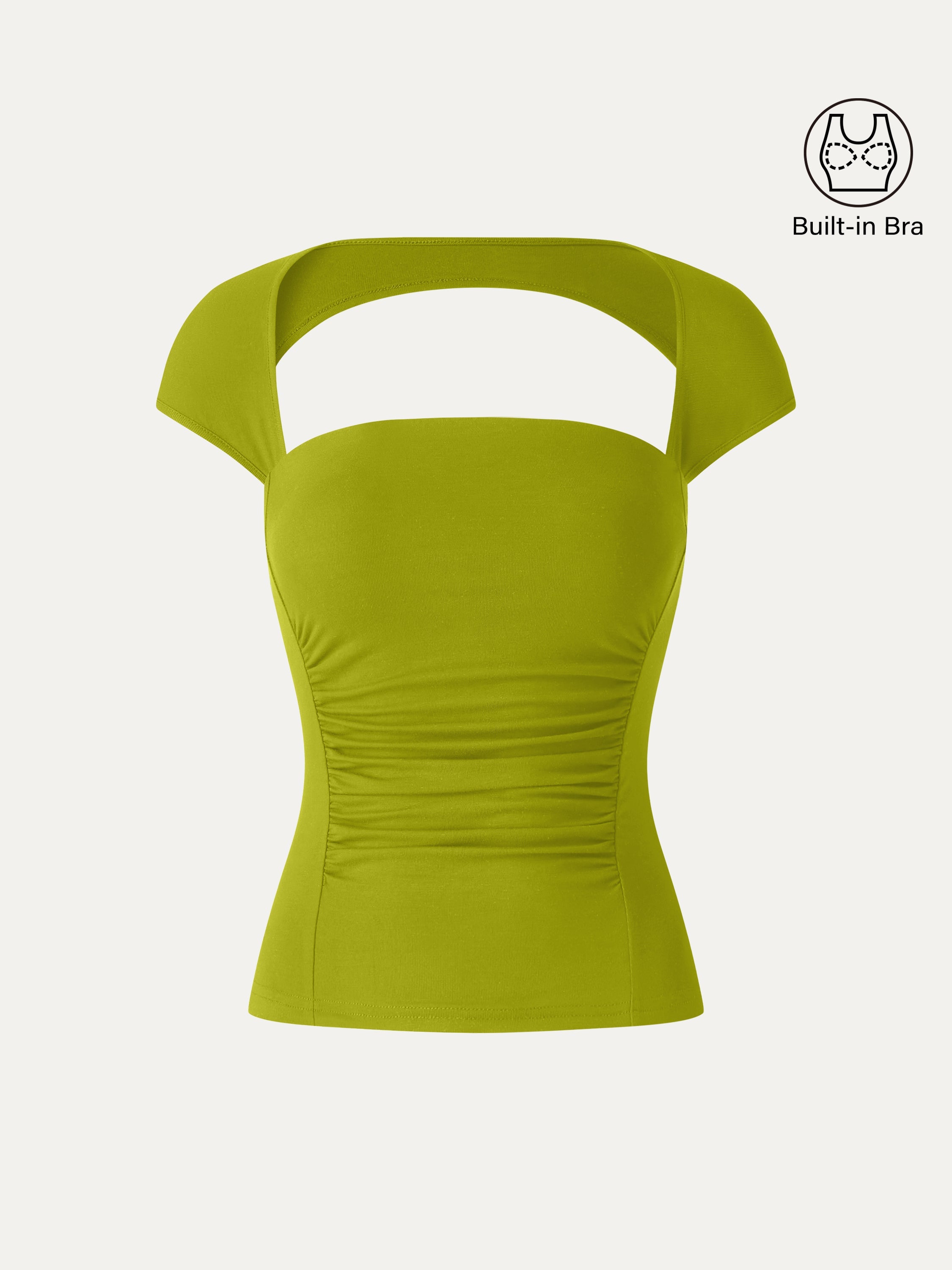 SkinKiss Square Neck Cutout Back Ruched Bra Top