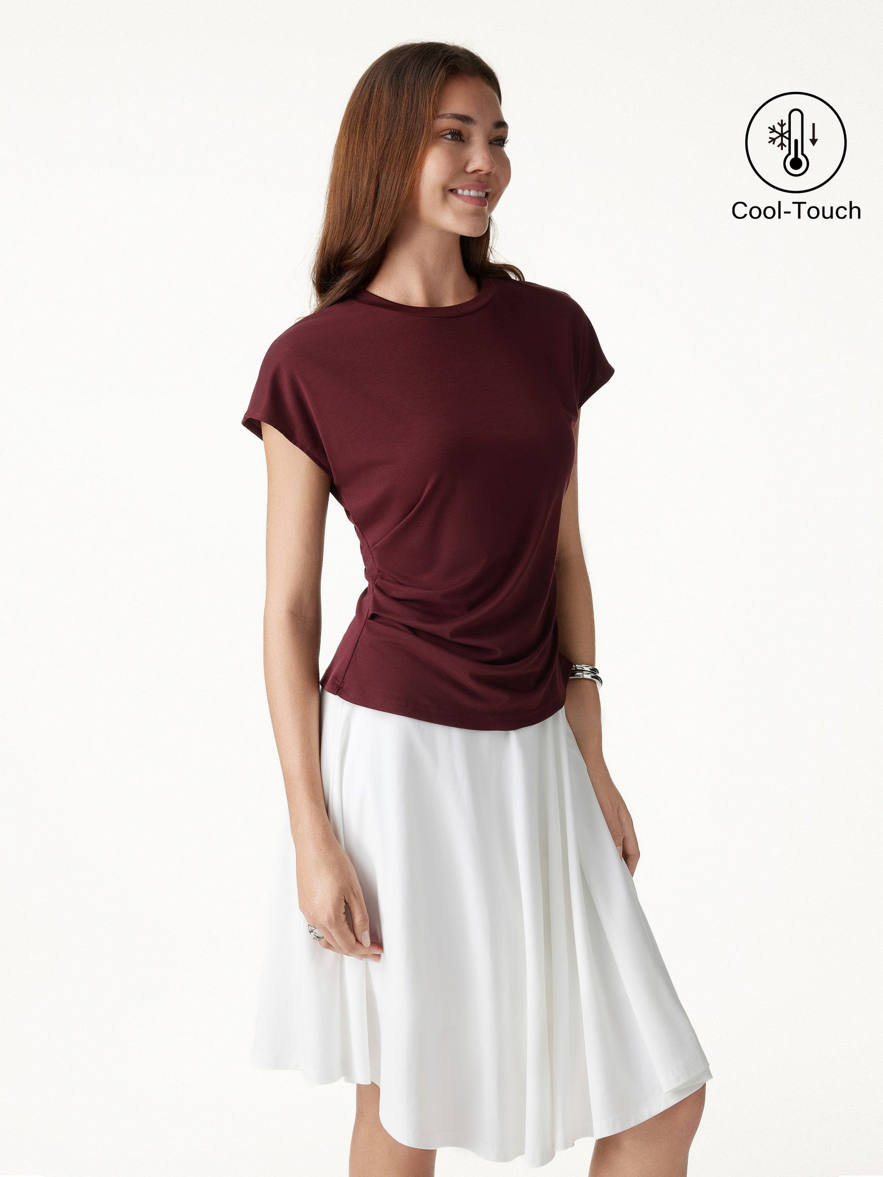 Relaxed Round Neck Tucked Cap Sleeve Tee