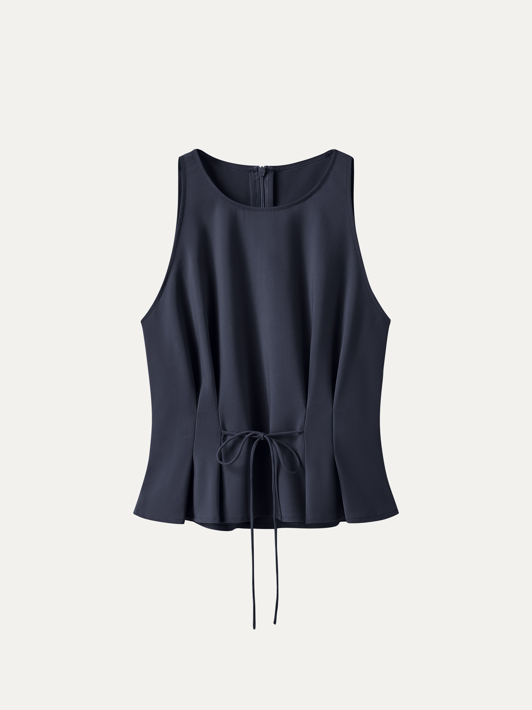 Summer Linen Pleated Self-Tie Top