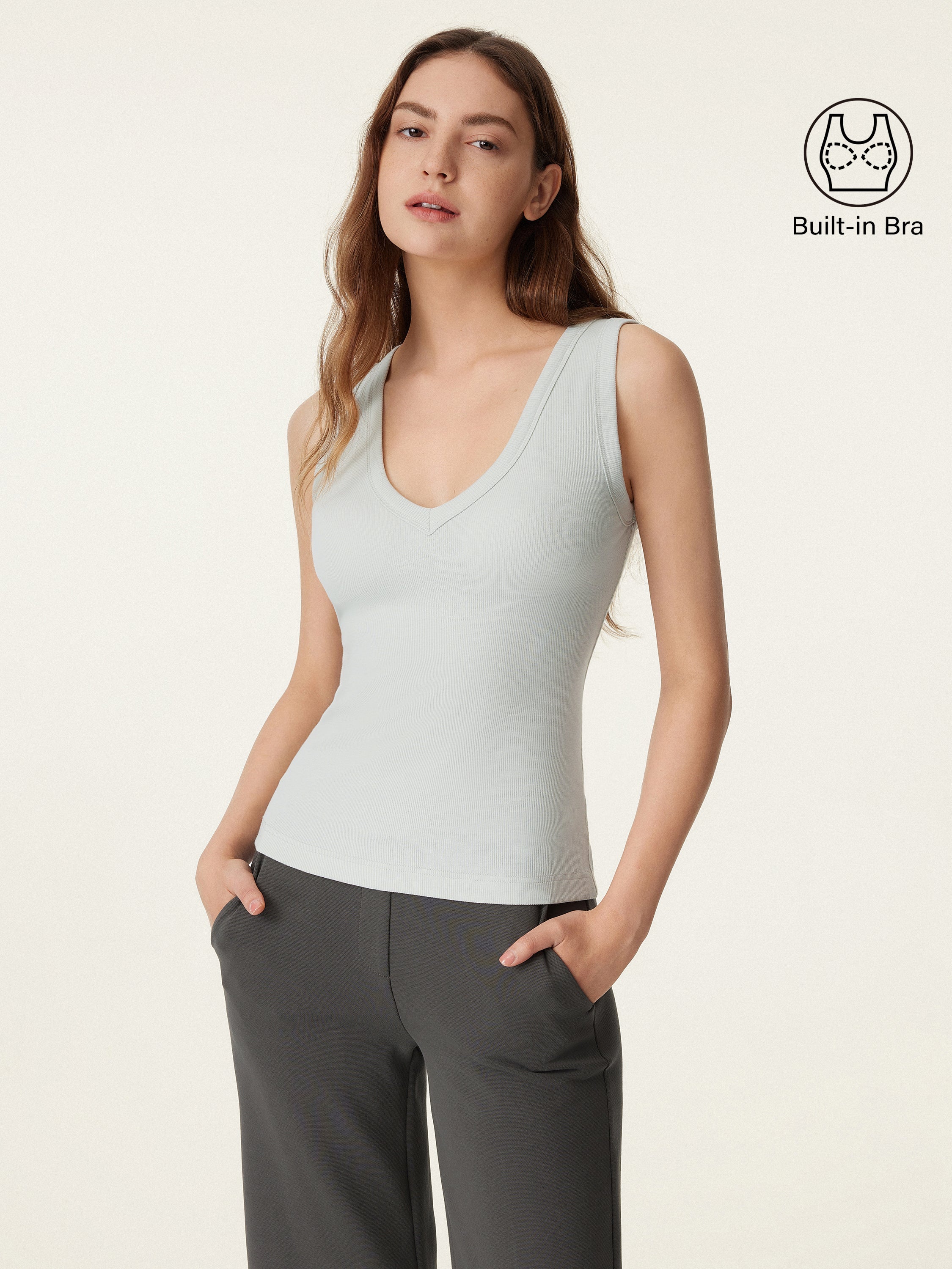 Stretchy V-neck Cotton New Airy Bra Tank