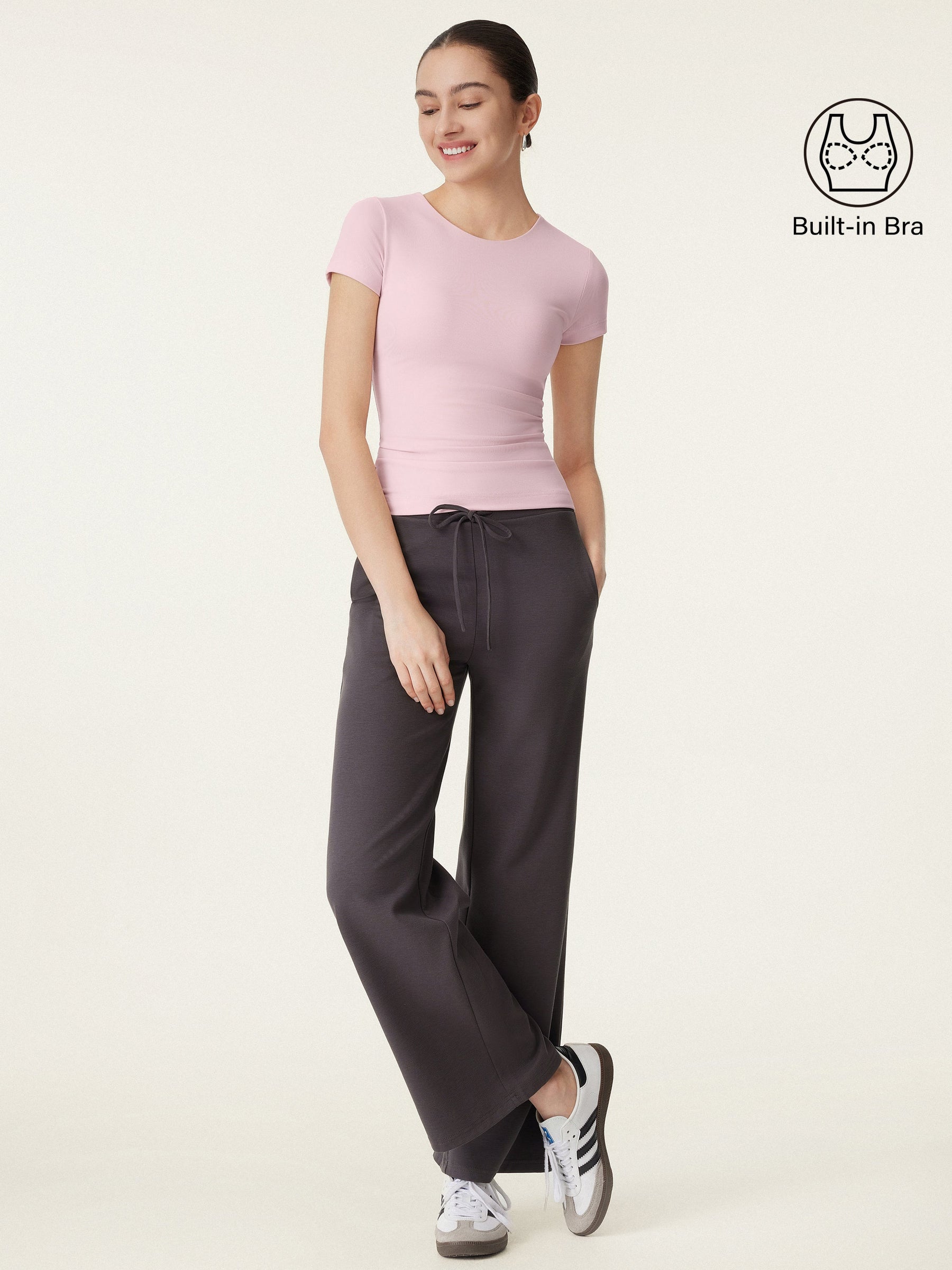 Crewneck Slimming Short Sleeve New Airy Bra Top