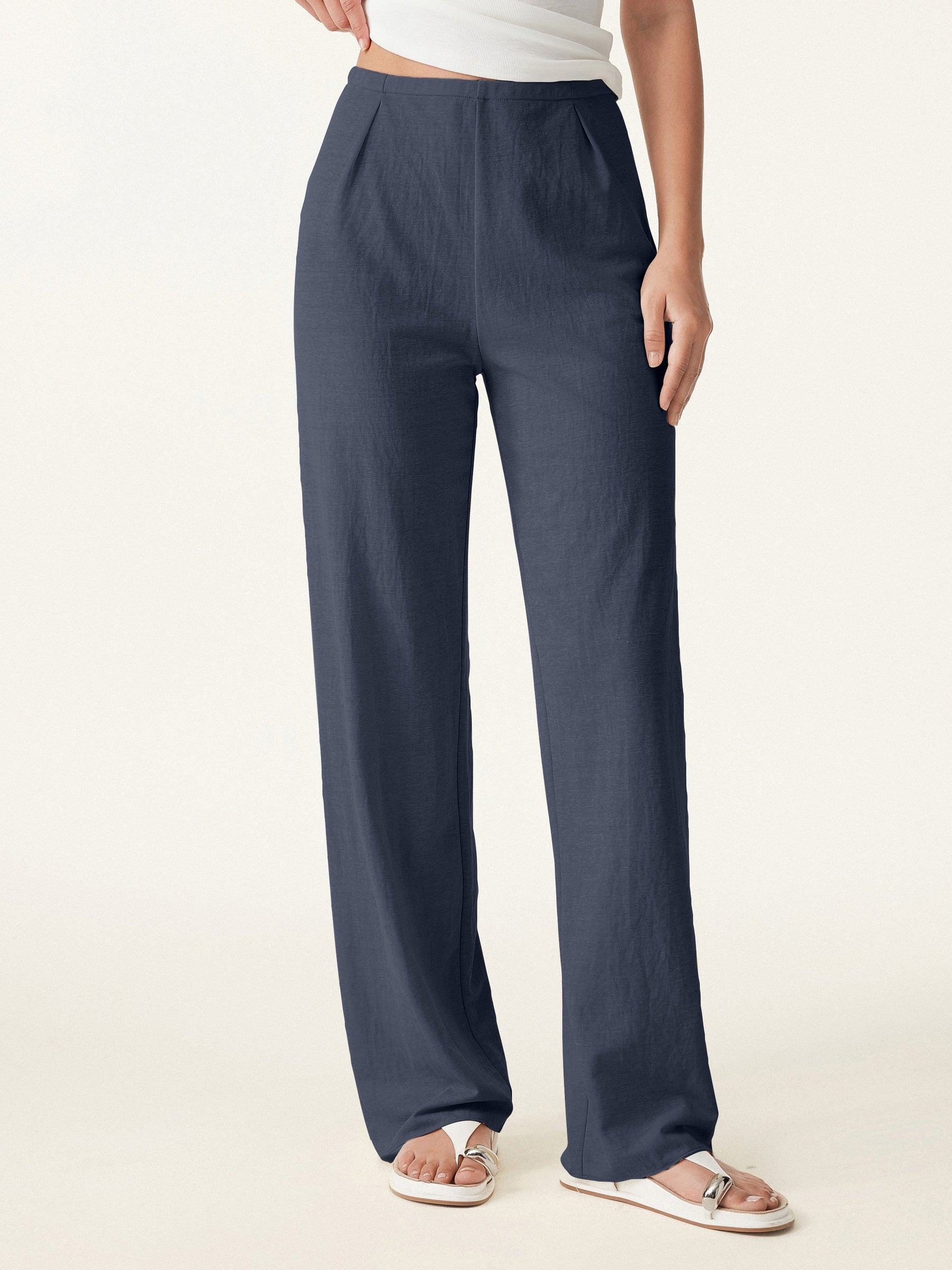 Breathable Cotton-linen Straight Leg Pant
