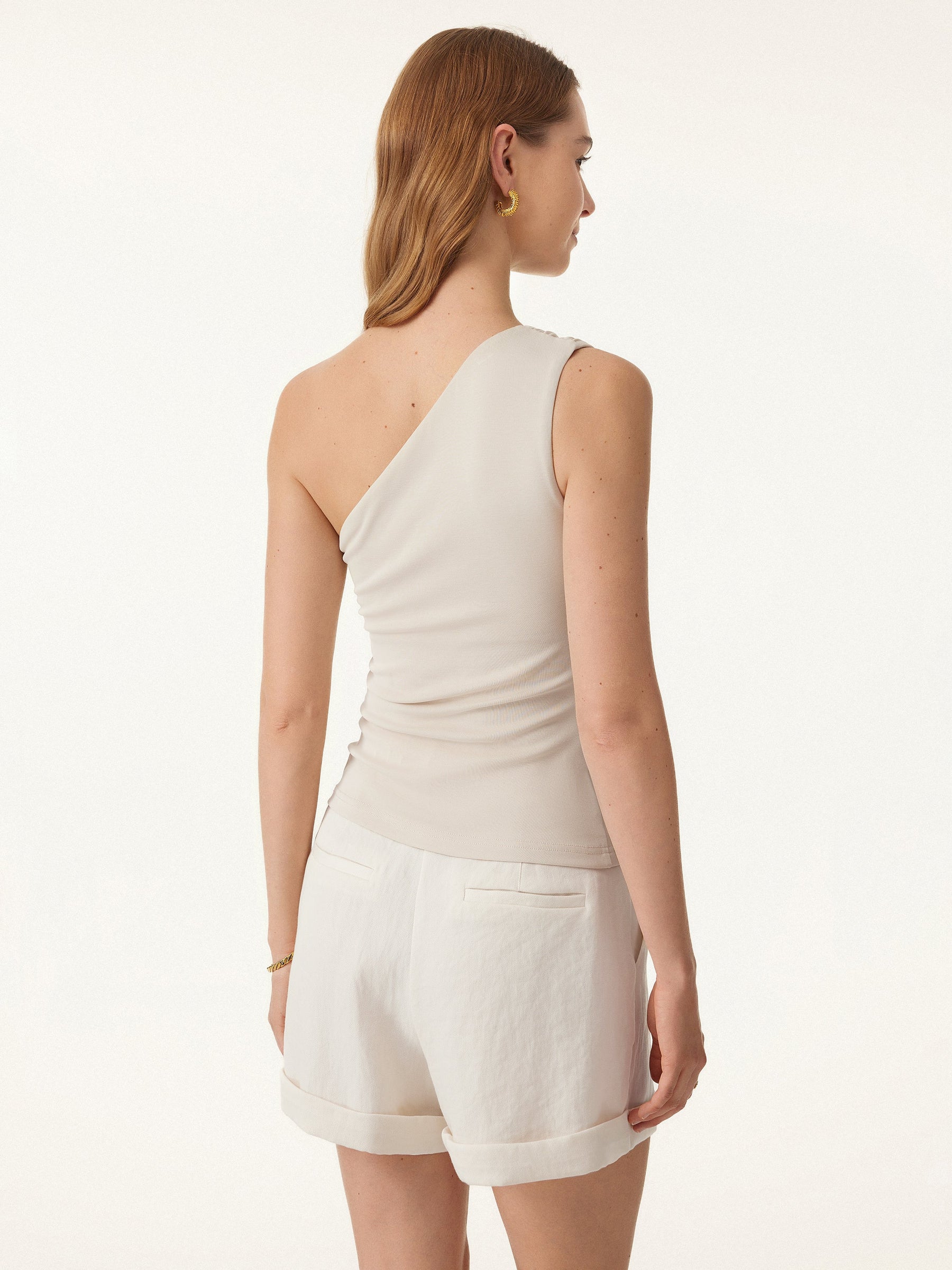 Sandwashed One Shoulder Ruched Bra Tank