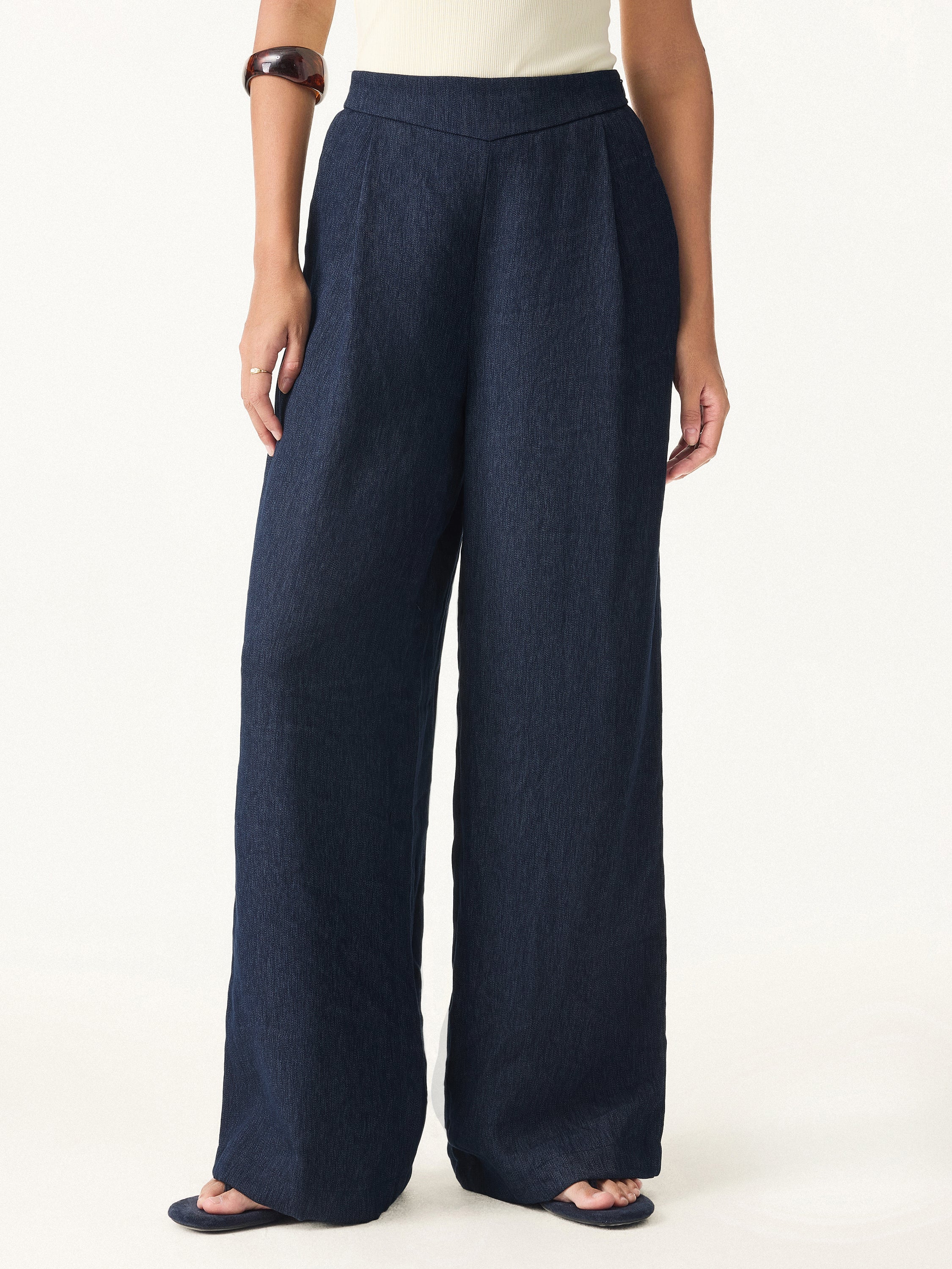 Breezy Linen-Like Mid Rise Wide Leg Pant with Pockets