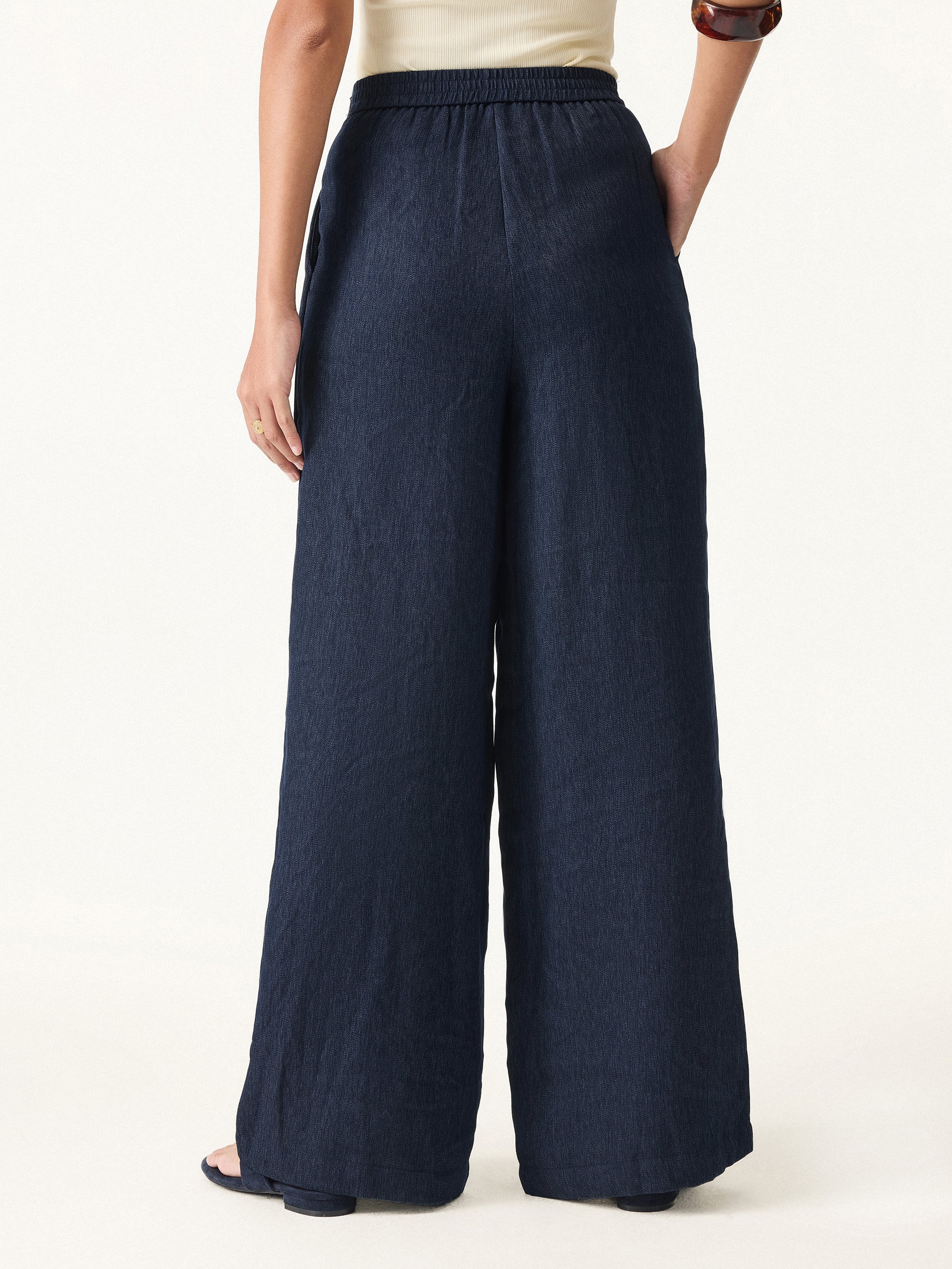 Breezy Linen-Like Mid Rise Wide Leg Pant with Pockets