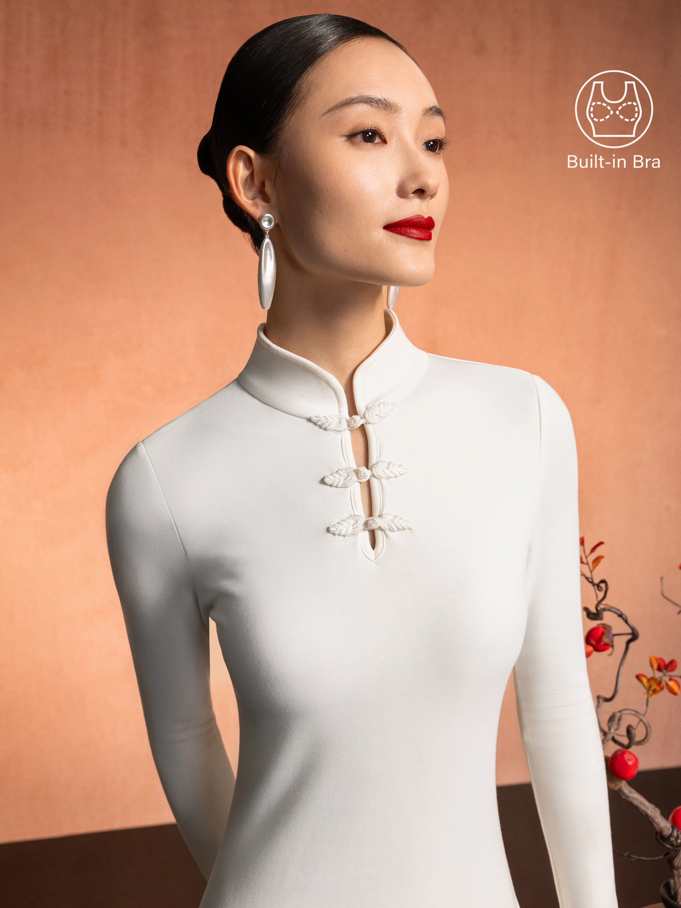 Mandarin Collar Frog Button Midi Bra Dress Limited Edition