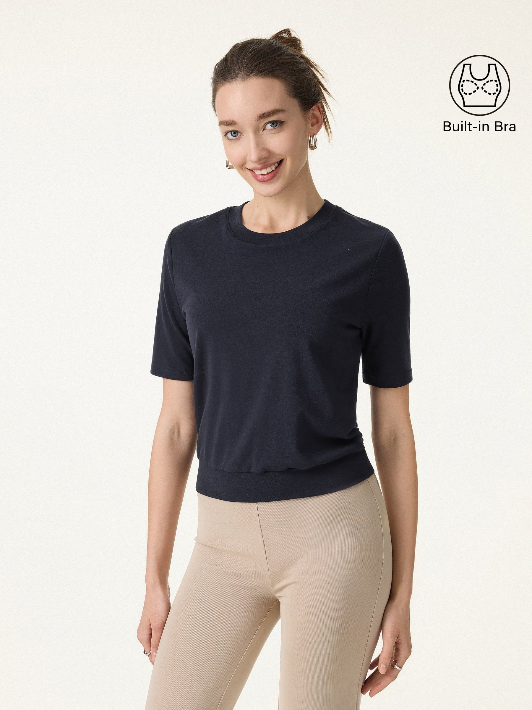 Lyocell Wool Crewneck Bra Top with Banded Hem