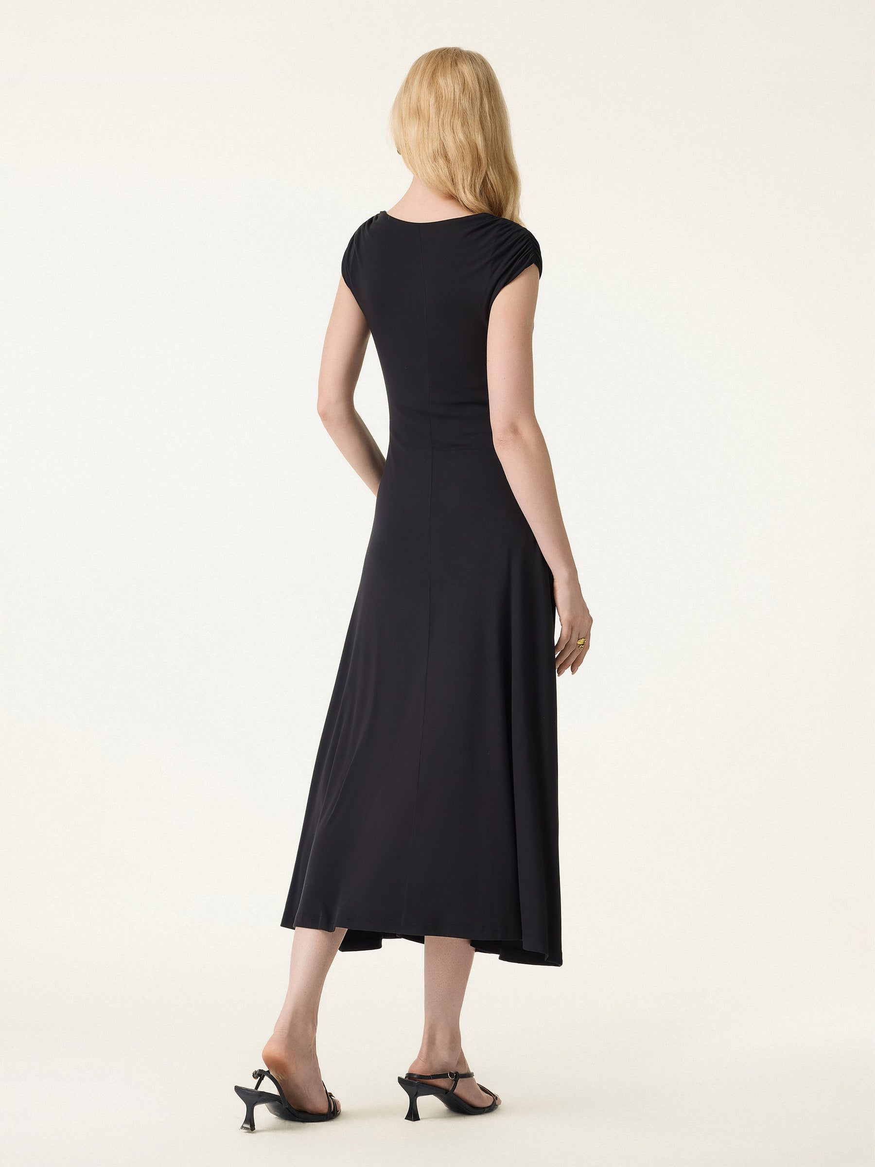 SkinKiss Cooling Square Neck Ruched Midi Bra Dress