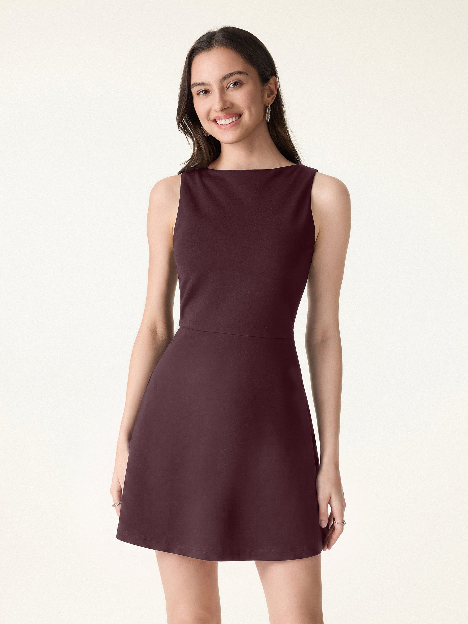 Classy Boatneck Fit-and-Flare Mini Bra Dress