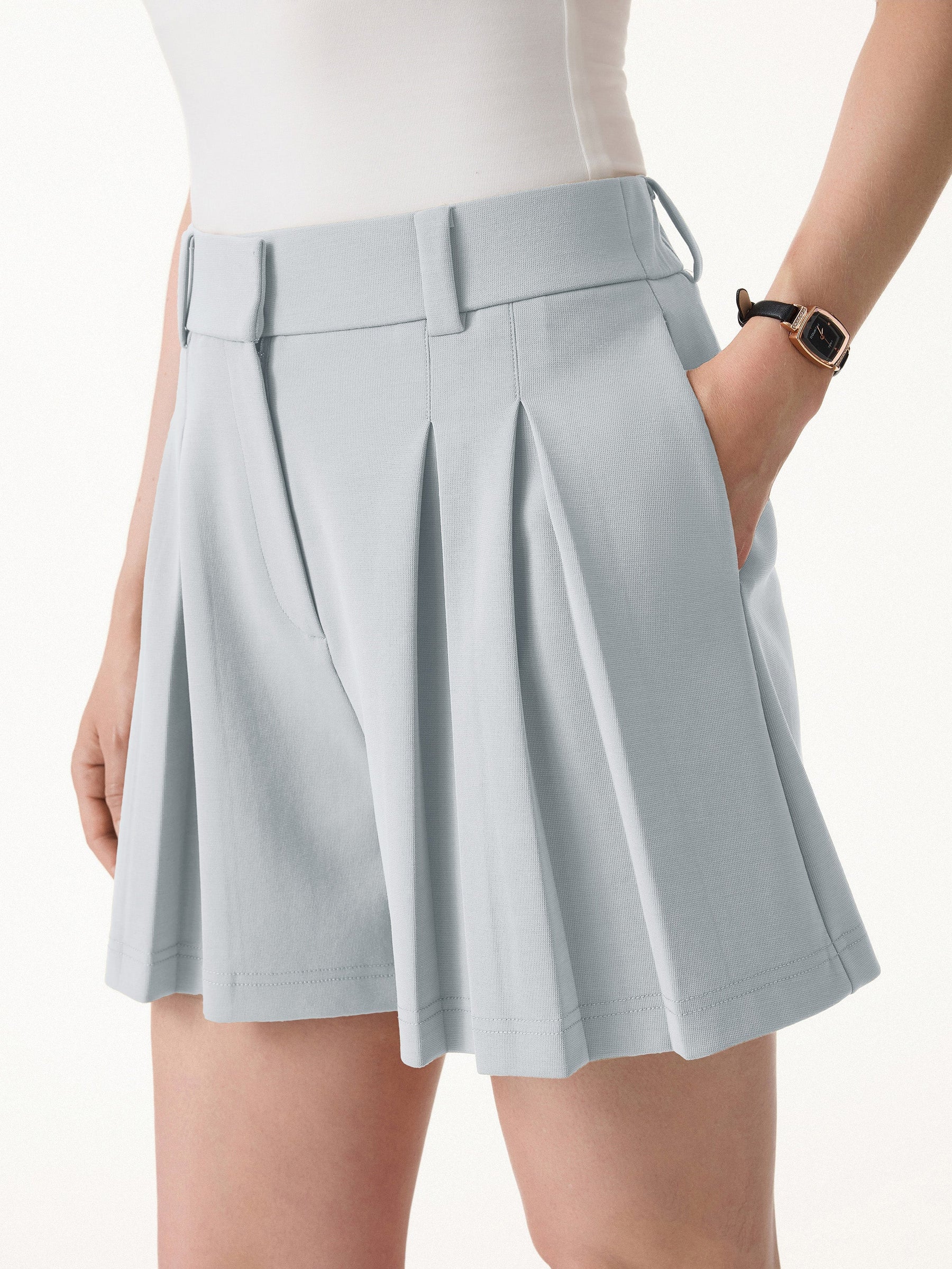 Sandwashed Modal High Rise A-Line Pleated Shorts
