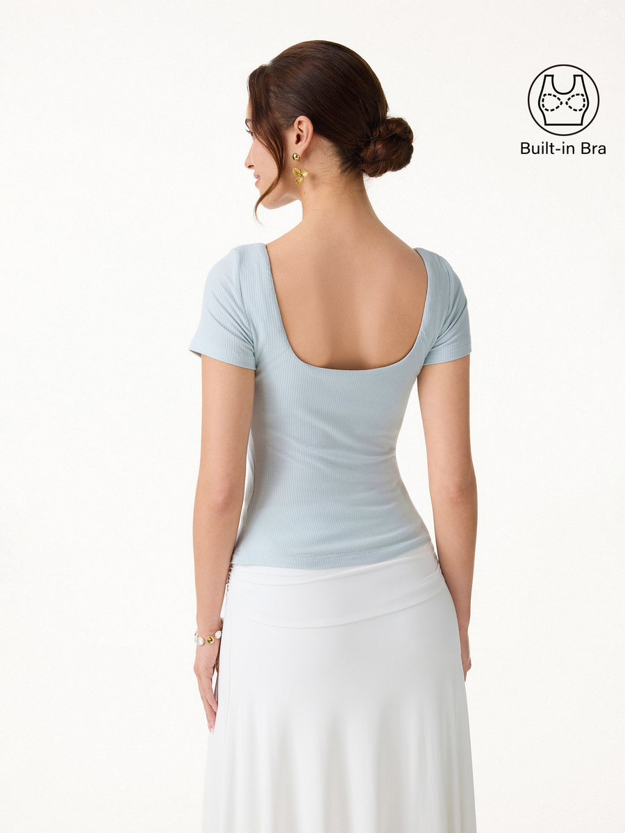 Cooling Ribbed Open Back Summer Bra Top