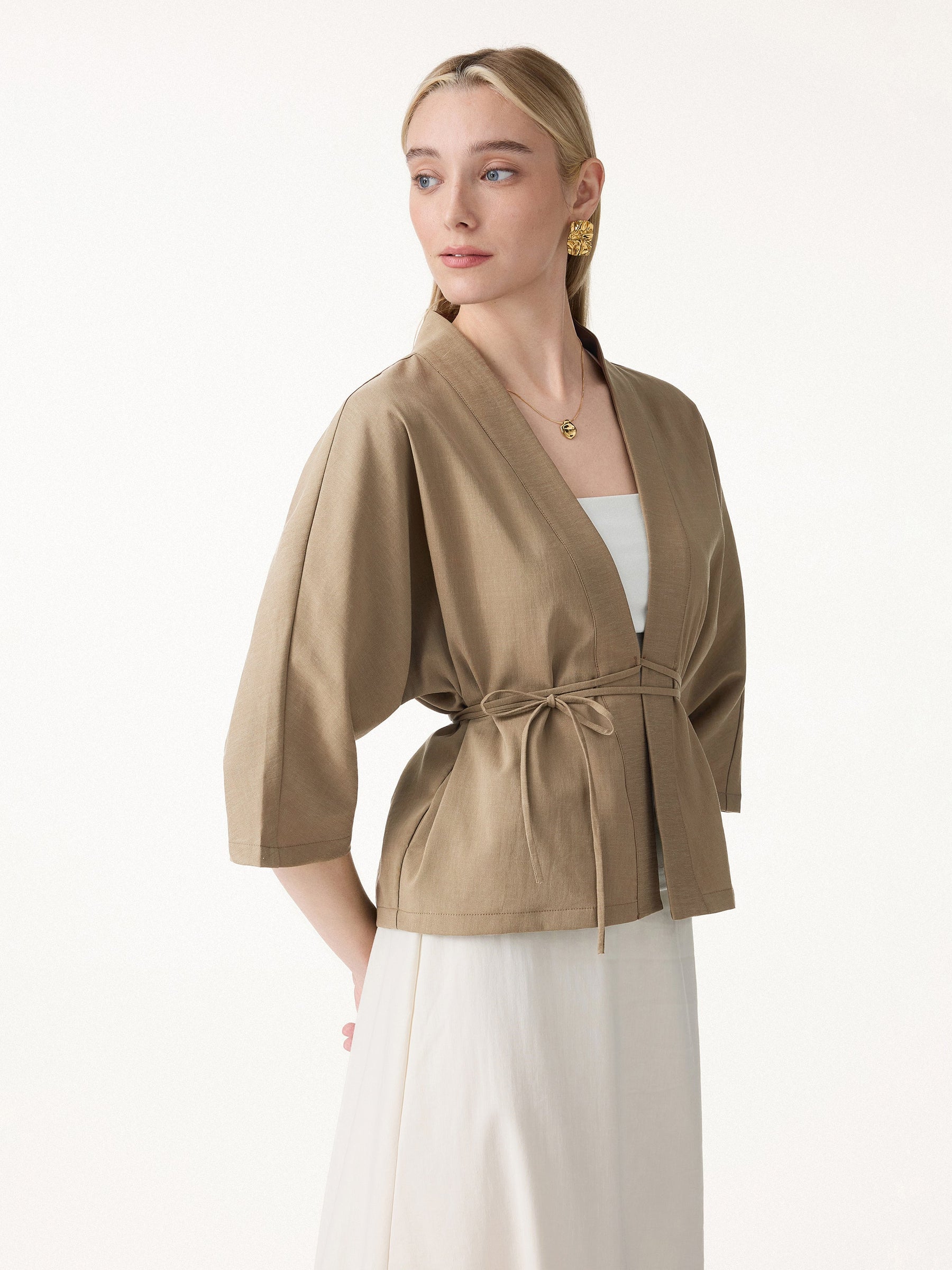 Lyocell-Linen 3/4 Sleeve Cardigan