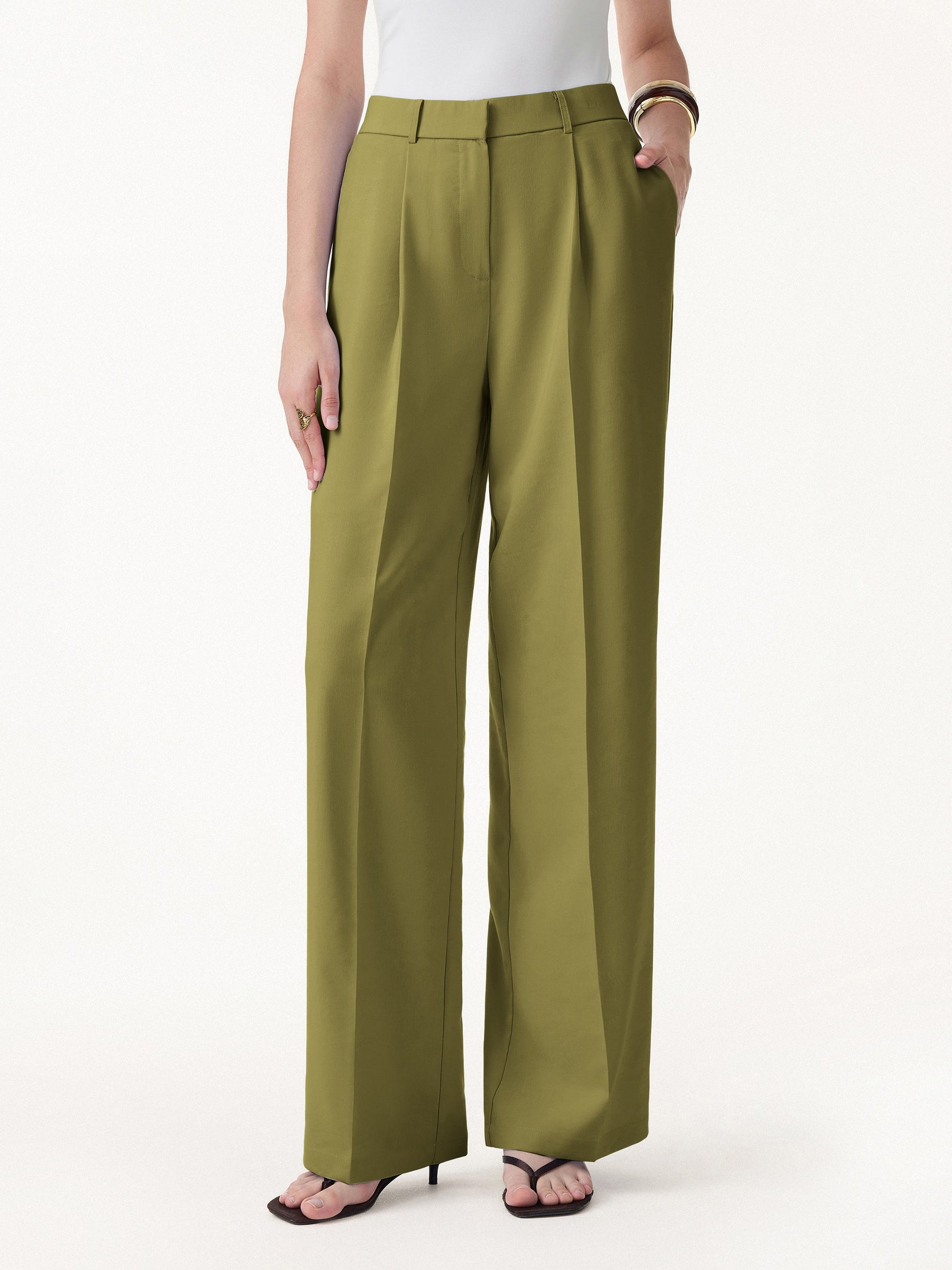 Linen Blend Wide Leg Pants