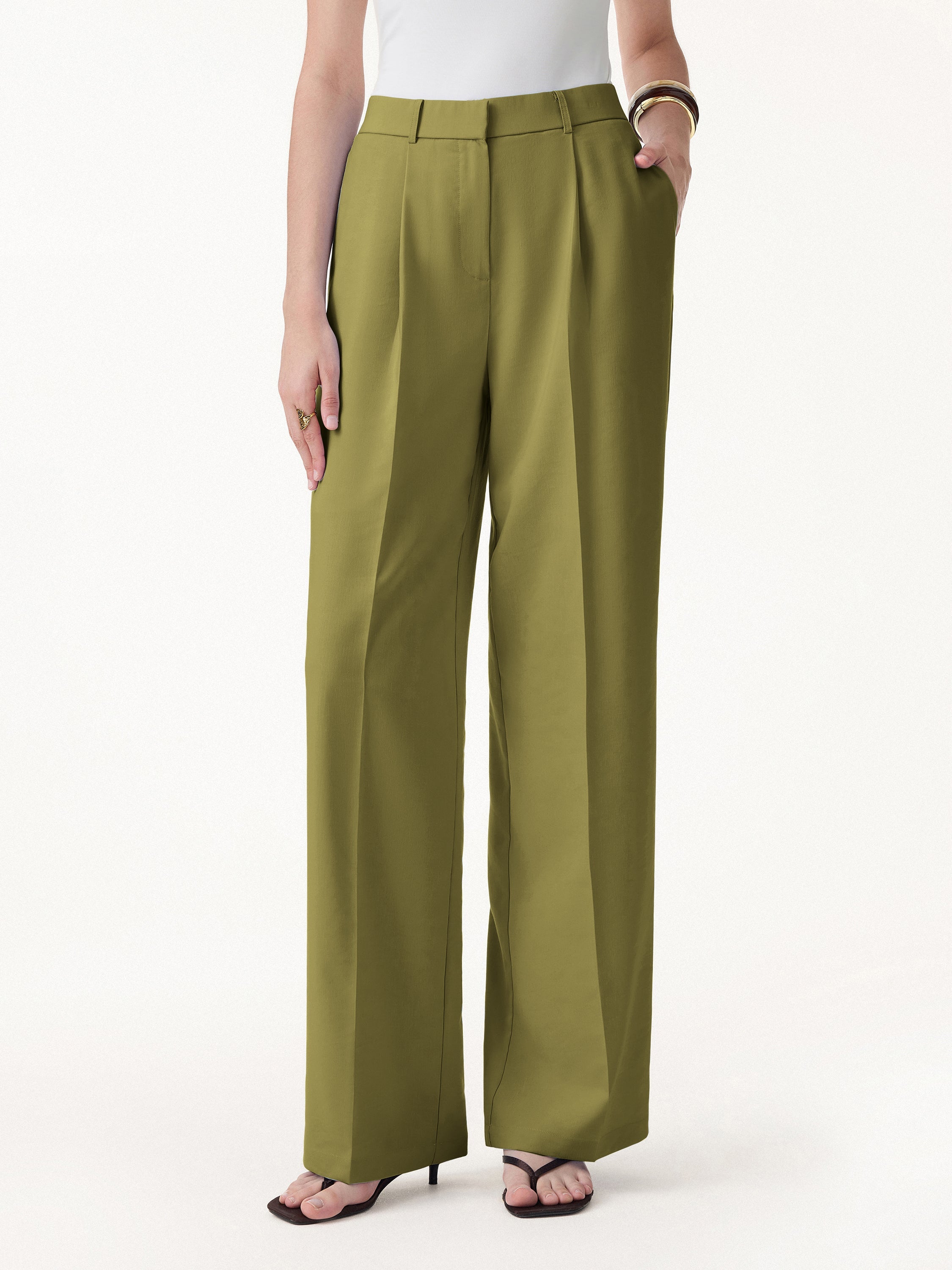 Linen Blend Wide Leg Pants