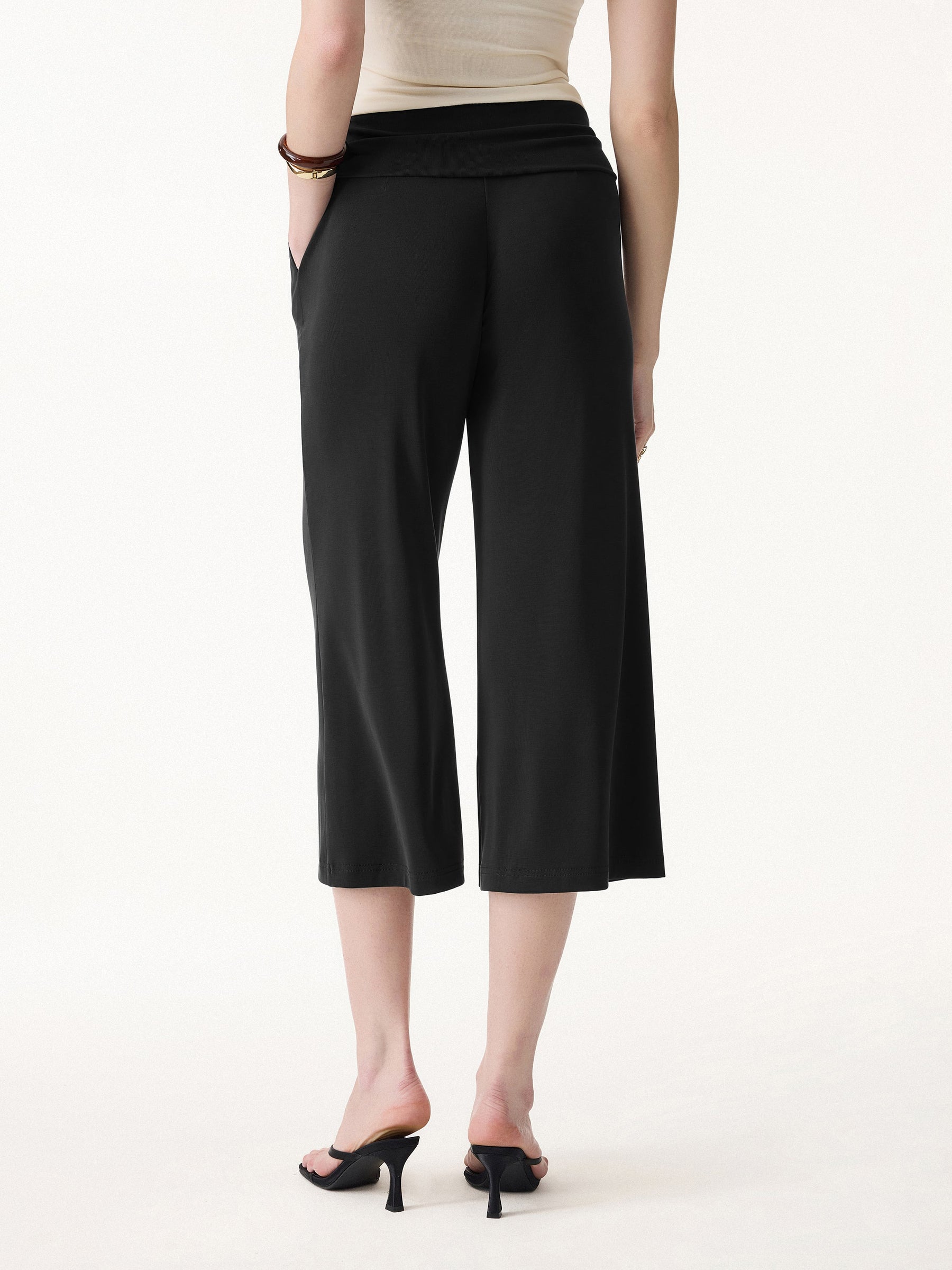 Sandwashed Modal Fold-Down Waist Flared Leg Pants
